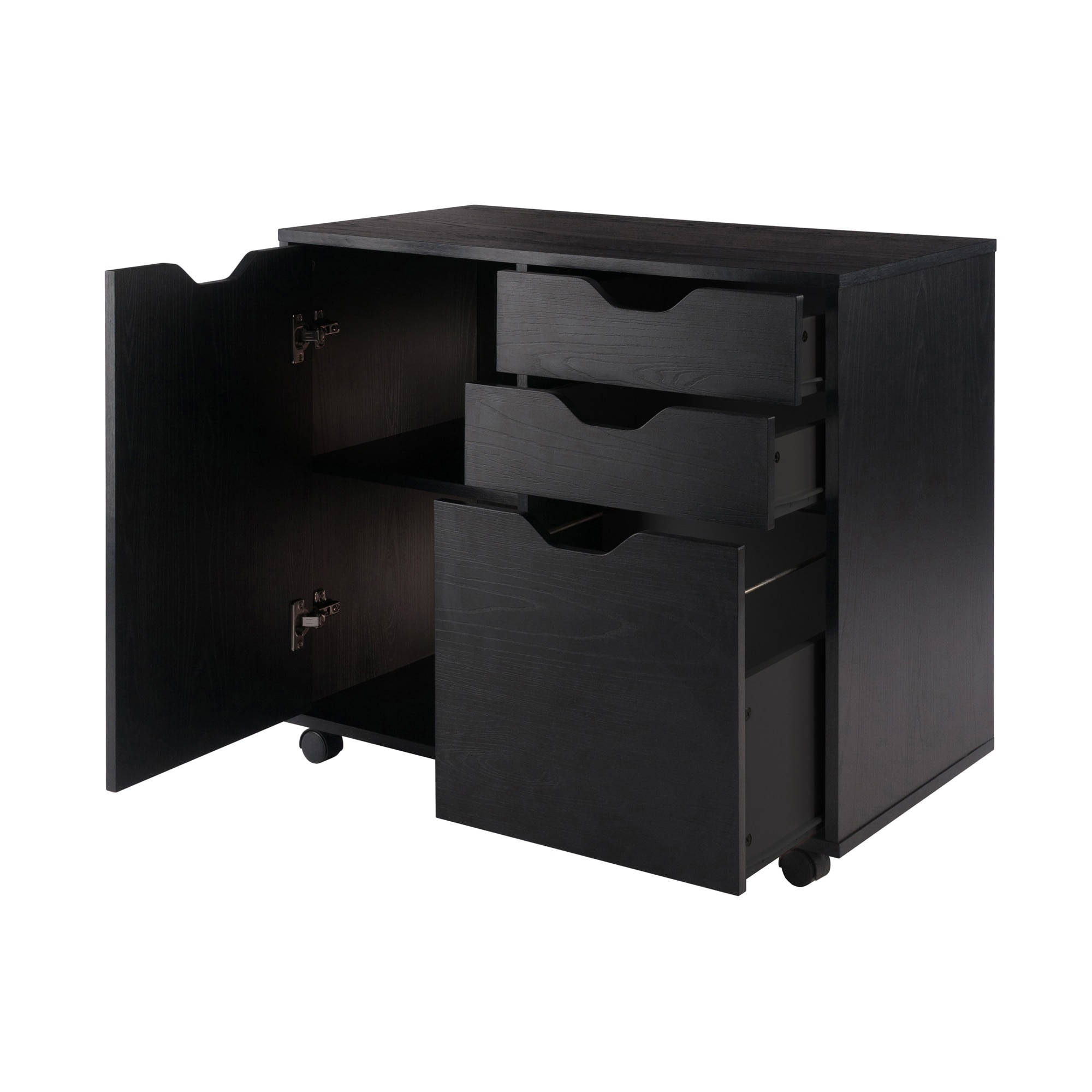 Halifax Black Mobile Filing Cabinet with 2 Drawers and Lock