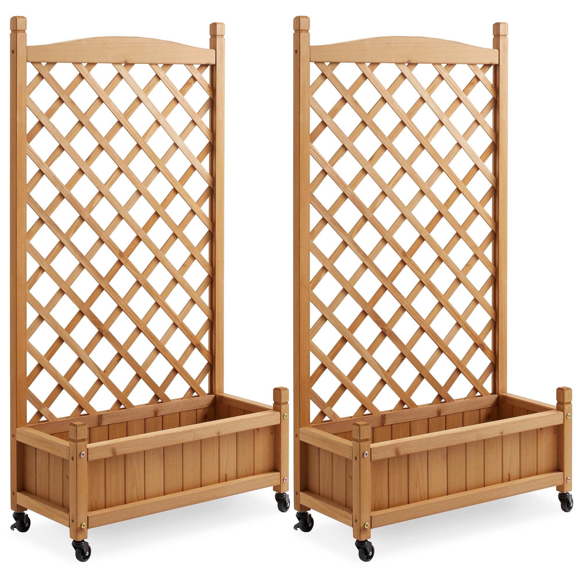 Casafield PAT-GDN-L248-NAT Set of Two - 48-in Raised Garden Bed Planter with Trellis - Natural