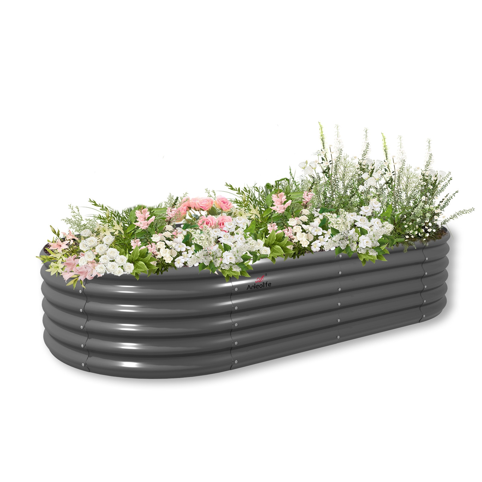 Wildaven GDMS011 48-cu ft 47.24-in W x 94.49-in L x 17.72-in H Black Galvanized Metal Raised Garden Bed