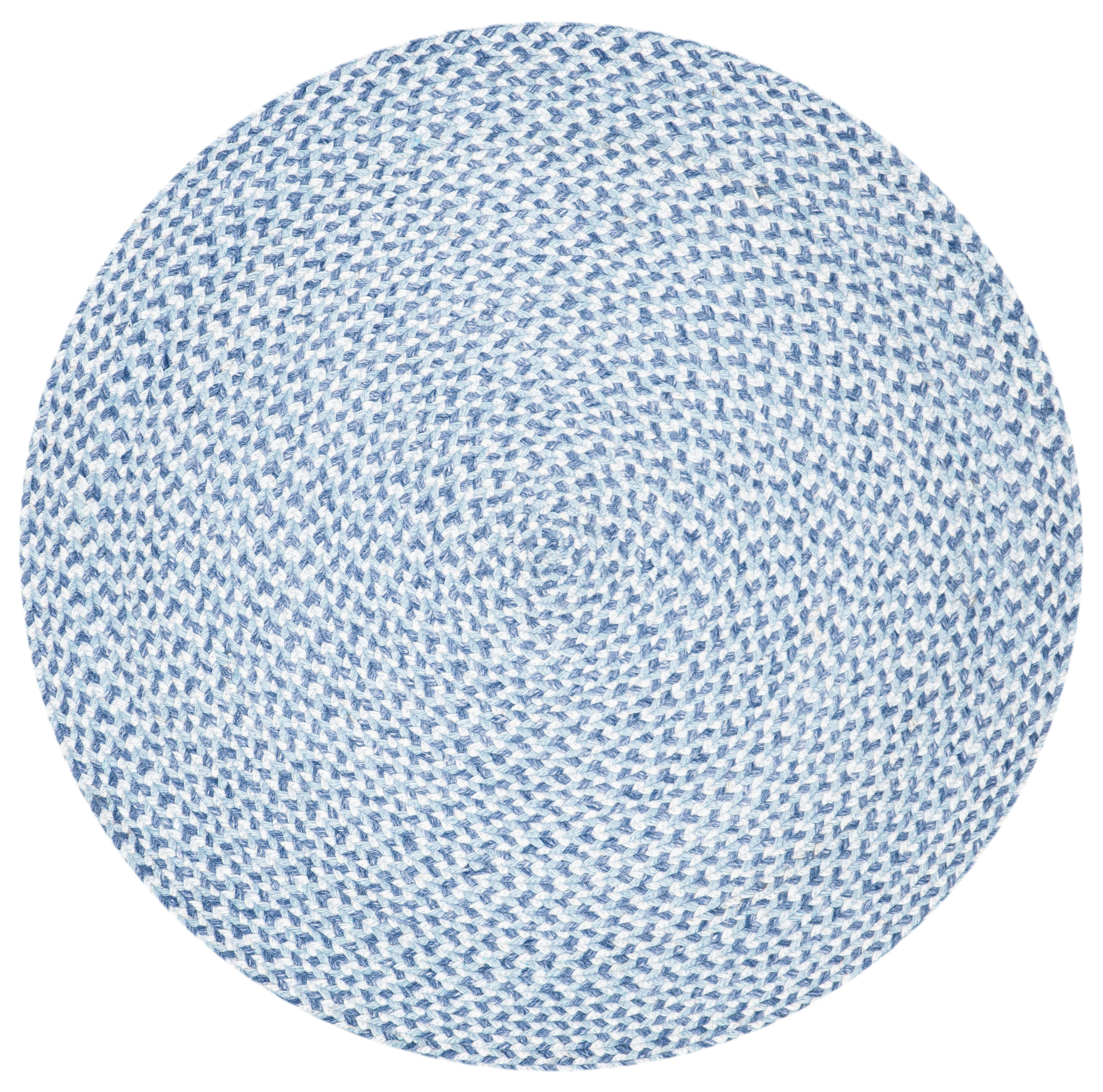 Safavieh BRD801J-7R Braided Odyle 7 x 7 (ft) Polyester Blue/Aqua Round Indoor Abstract Farmhouse/Cottage Area rug