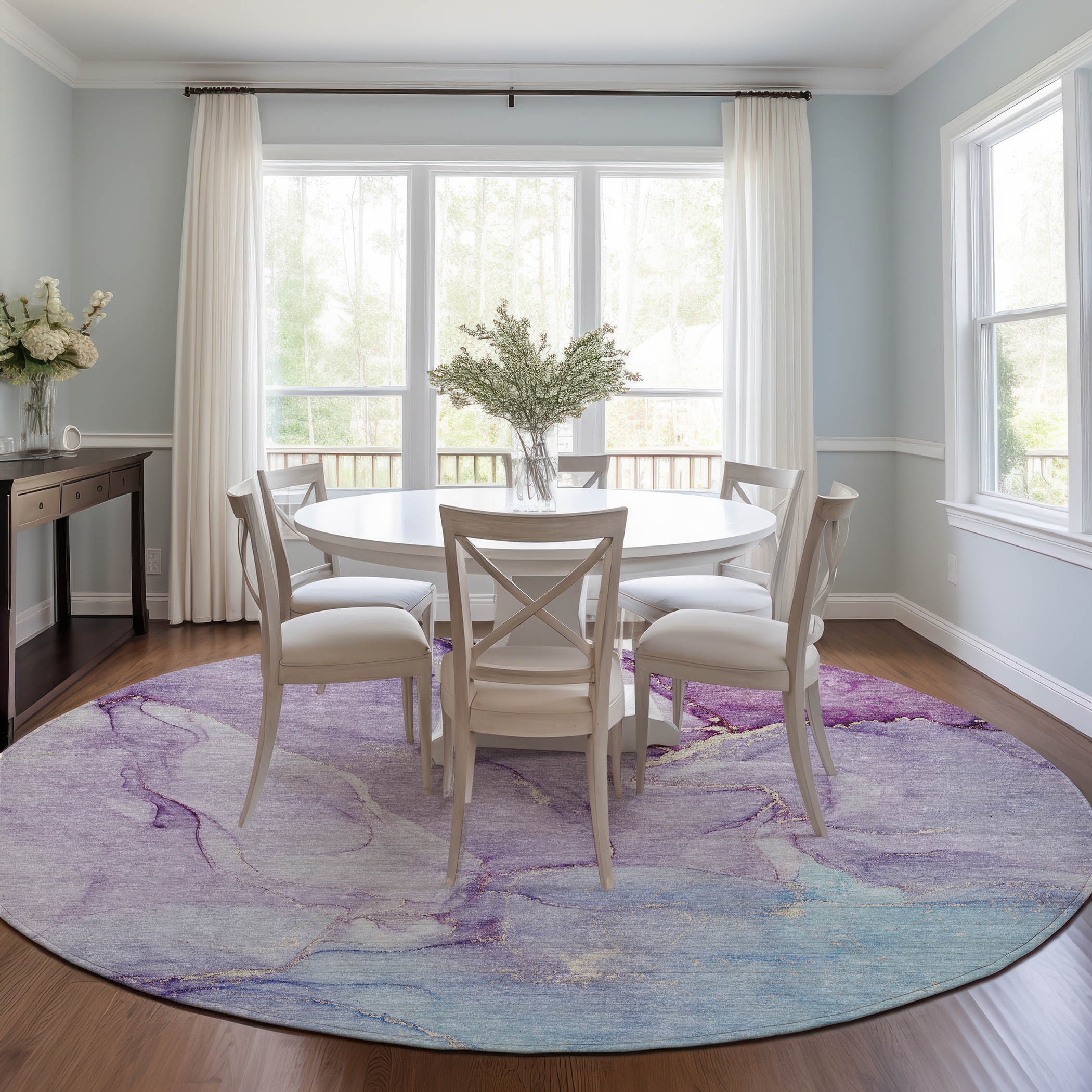 Addison Rugs ACN516PP8RO Chantille ACN516PP 8 x 8 (ft) Polyester Purple Round Indoor/Outdoor Abstract Machine washable Area rug