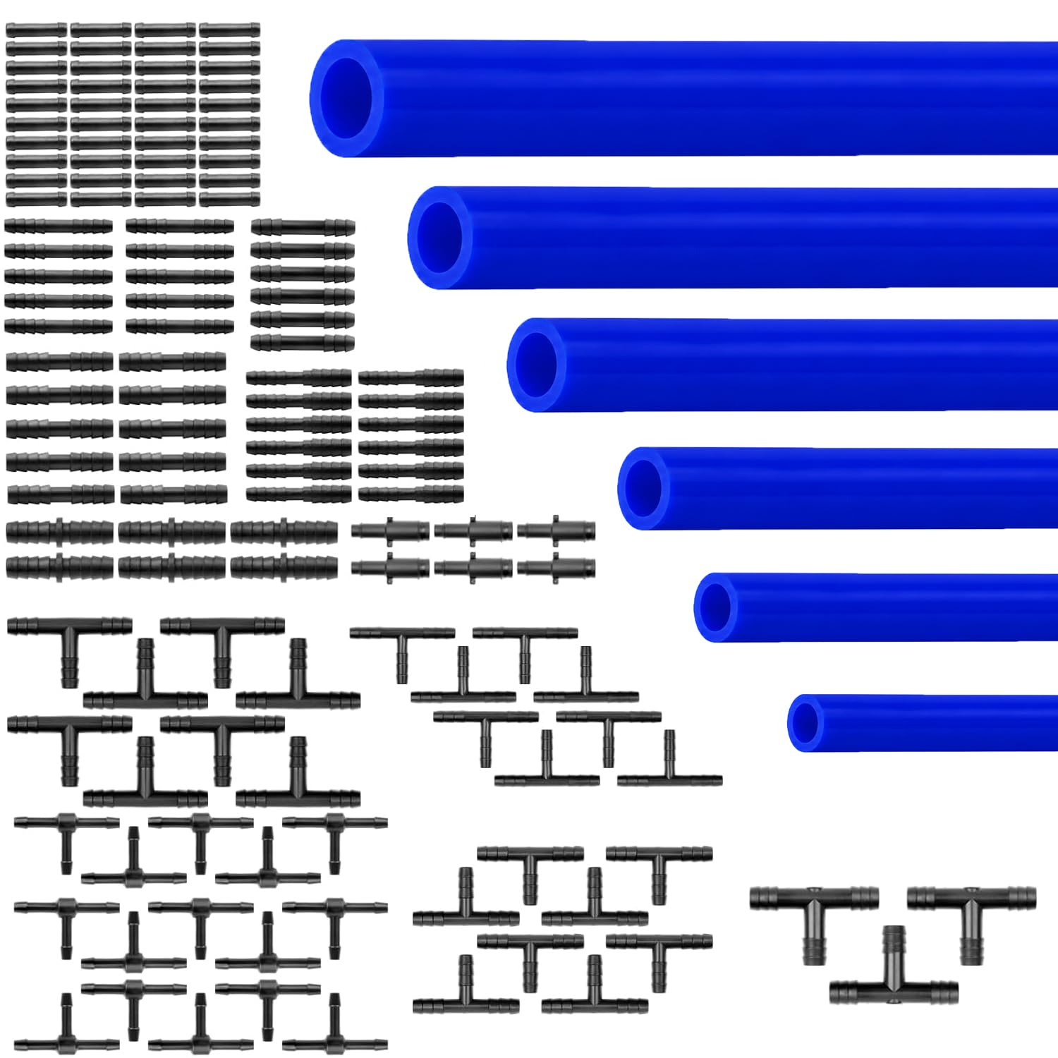 KIWDZFU  Silicone Vacuum Hose Kit Blue 6PCS 10FT 1 8 5 32 3 16 1 4 5 16 3 8 ID High Performance 130PSI With Vacuum Connector 12 Sizes 130PCS