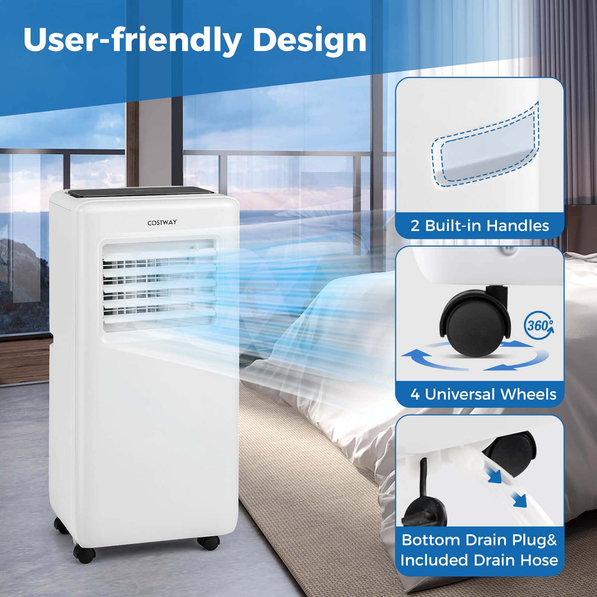 Costway  6500 BTU ASHRAE 10000 BTU Portable Air Conditioner 3 in 1 Air Cooler with Fan and Dehumidifier