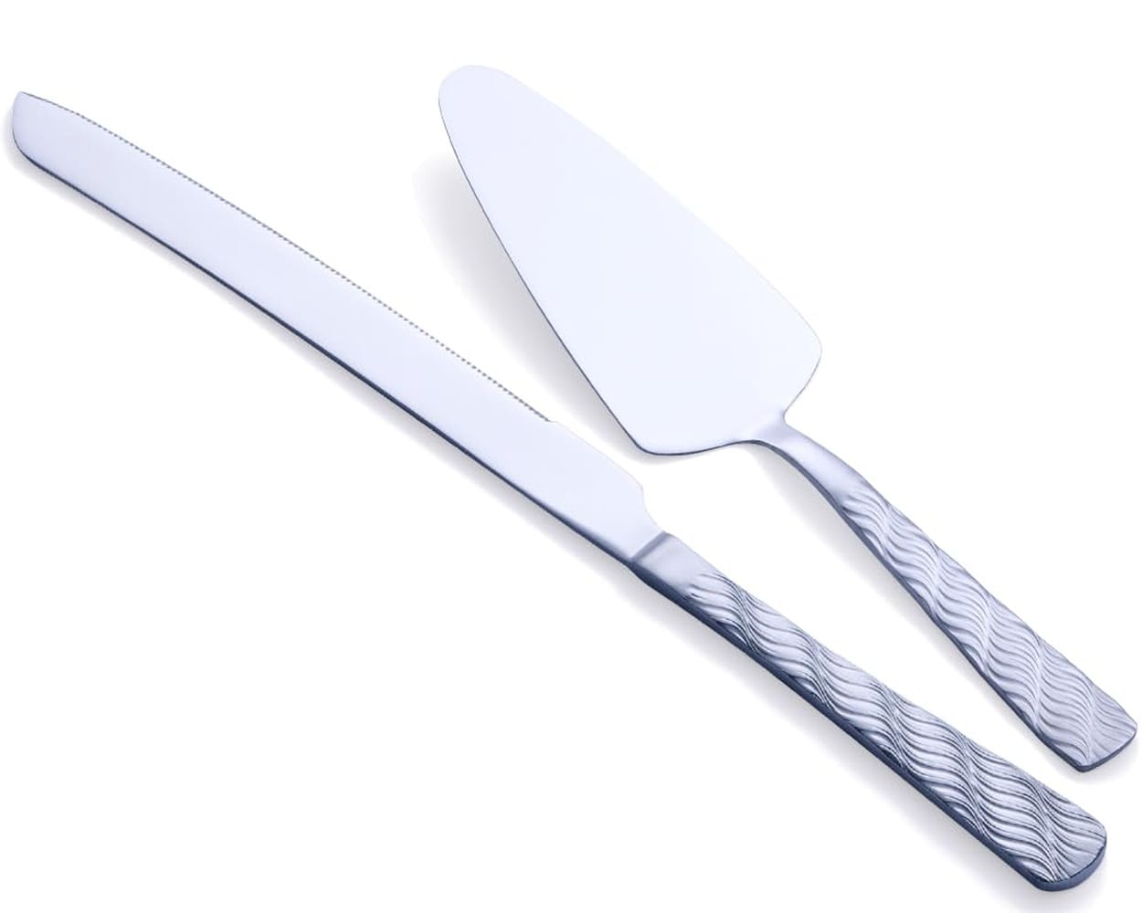 Aoibox Silver Stainless Steel Cake Knife and Server Set with Filigree Design for Weddings and Parties #LABR04TW