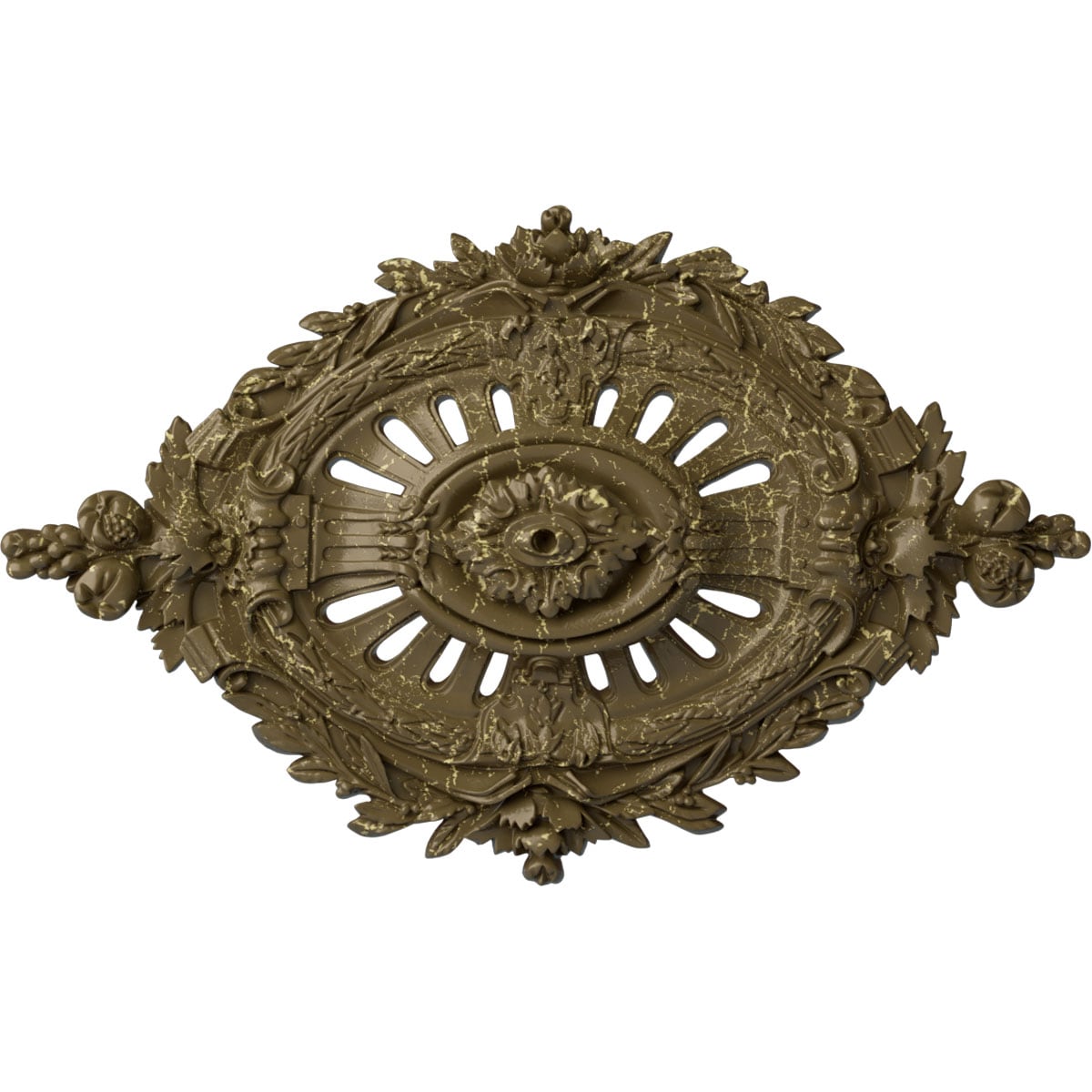Ekena Millwork CM35X22ANMMC Antonio 22.5-in W x 35.5-in L Painted Mississippi Mud Crackle Polyurethane Whole Ceiling Medallion