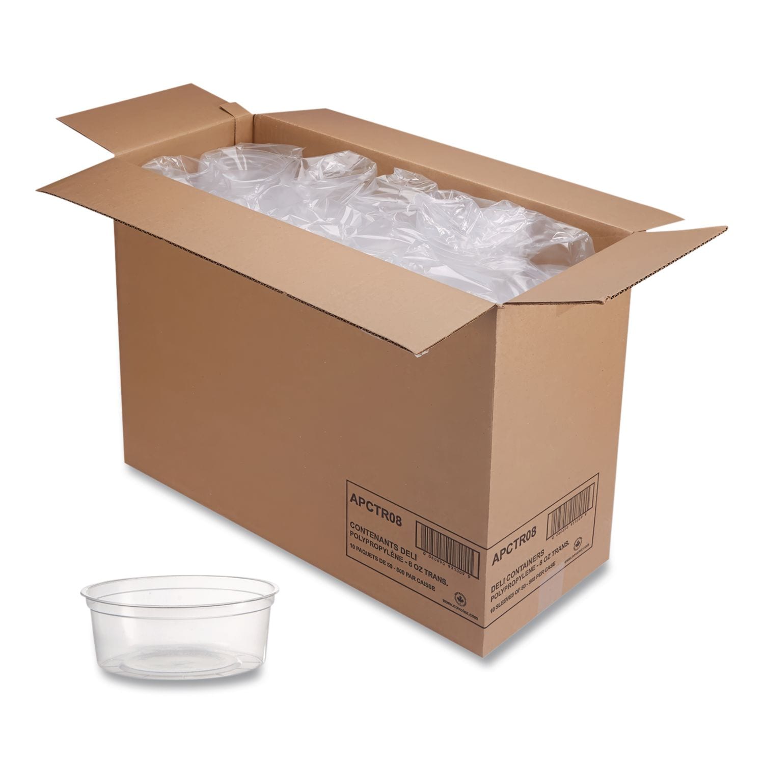 WNA Deli Containers 8 oz Clear Plastic 50/Pack 10 Pack/Carton