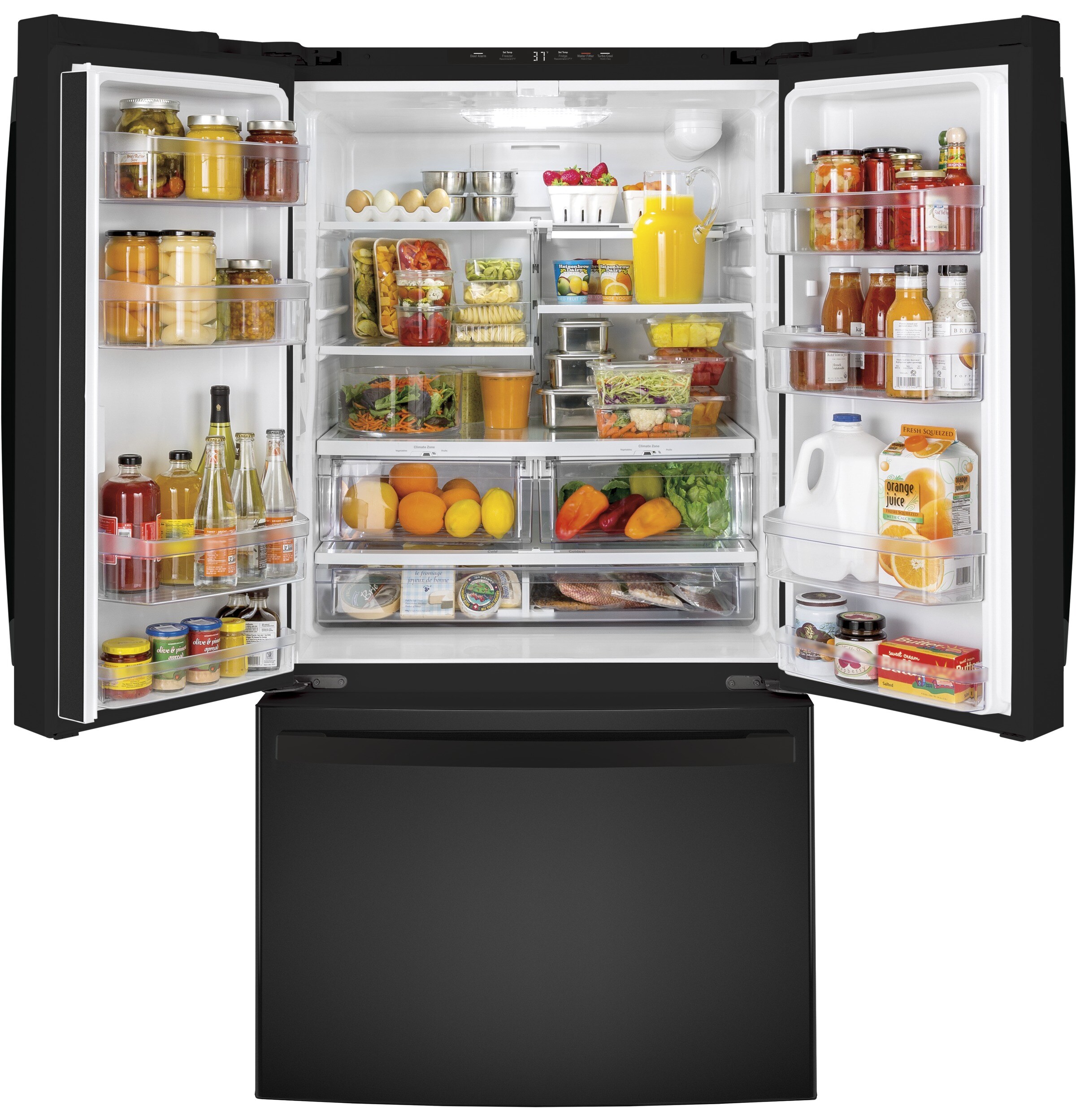 GE 27-cu ft French Door Refrigerator with Ice Maker and Water dispenser (Black) ENERGY STAR