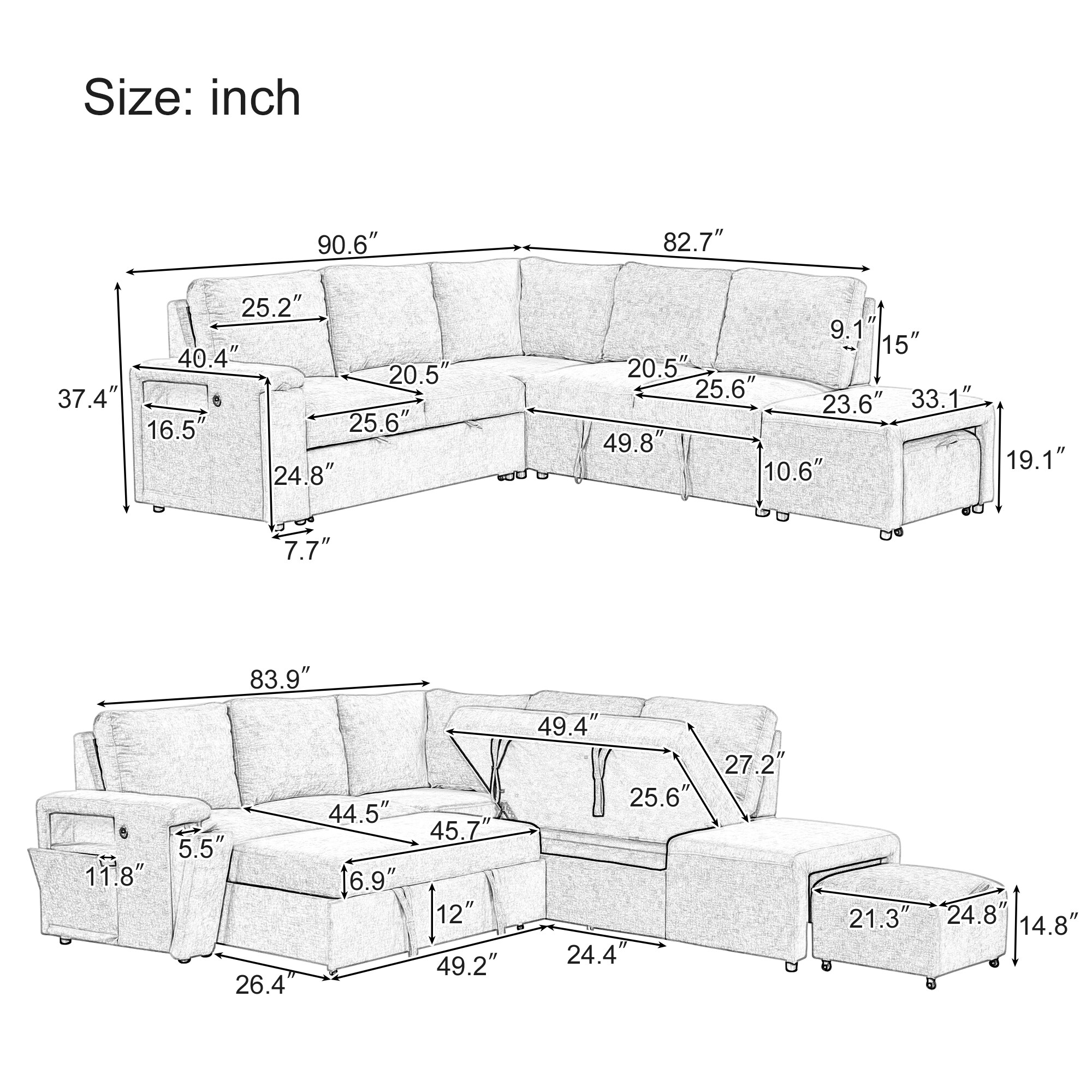 JIMSMAISON JMUSSO54BEG Sofas-Loveseats - View #5