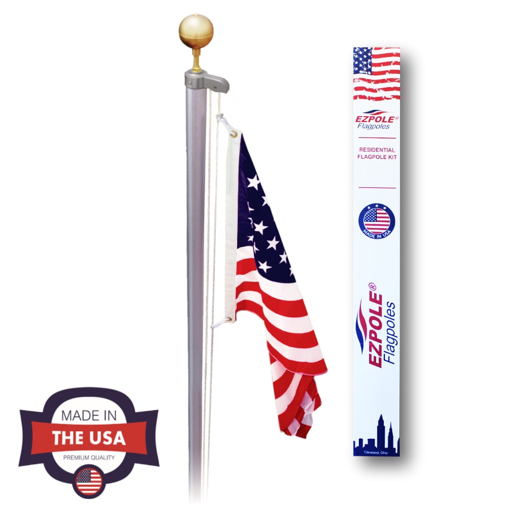 EZPOLE Classic 17 ft. Sectional Flagpole with Rope and 5-ft W x 3-ft H American Flag Kit