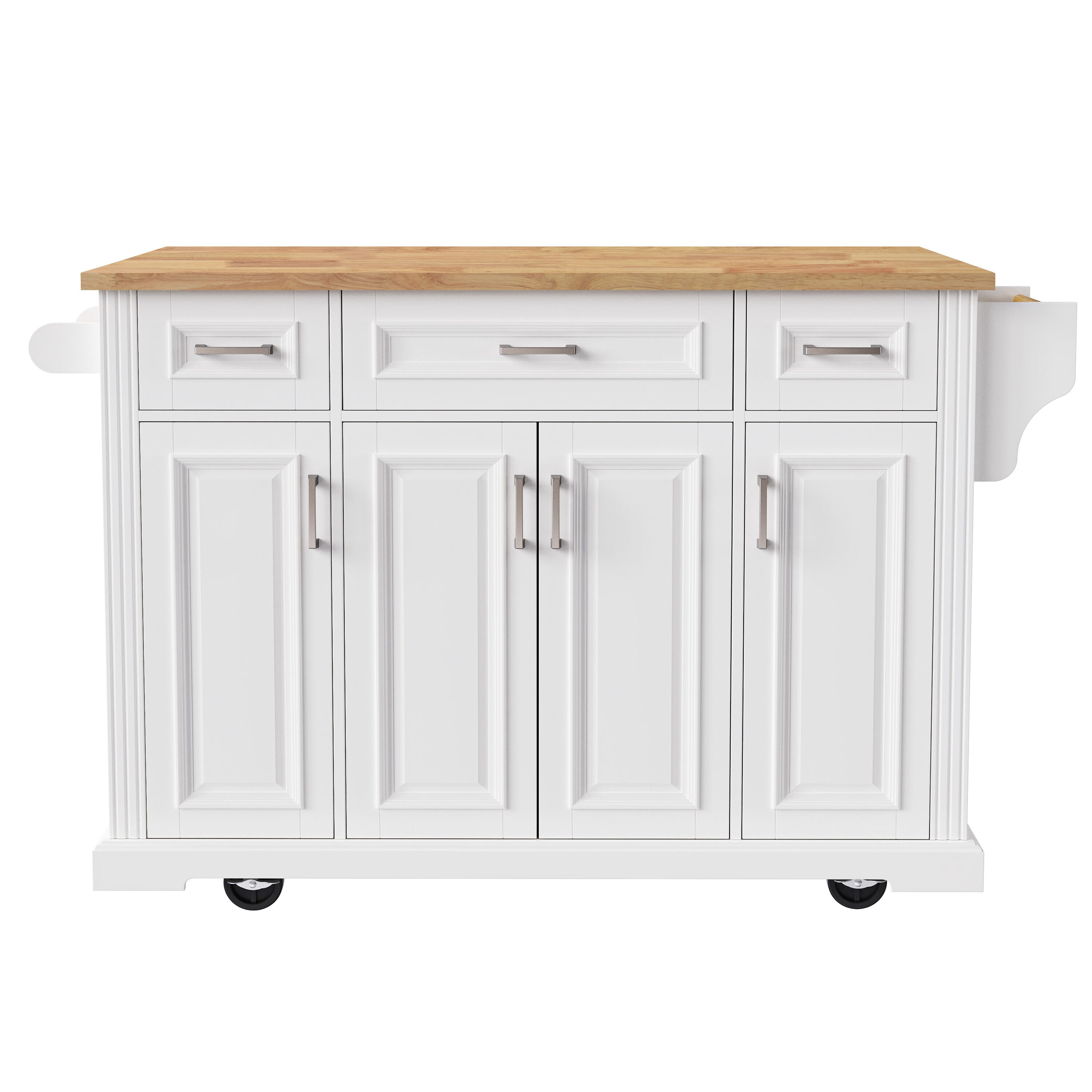 BABOOM White Composite Base with Composite Top Rolling Kitchen Cart (20-in x 32.5-in x 36.5-in)