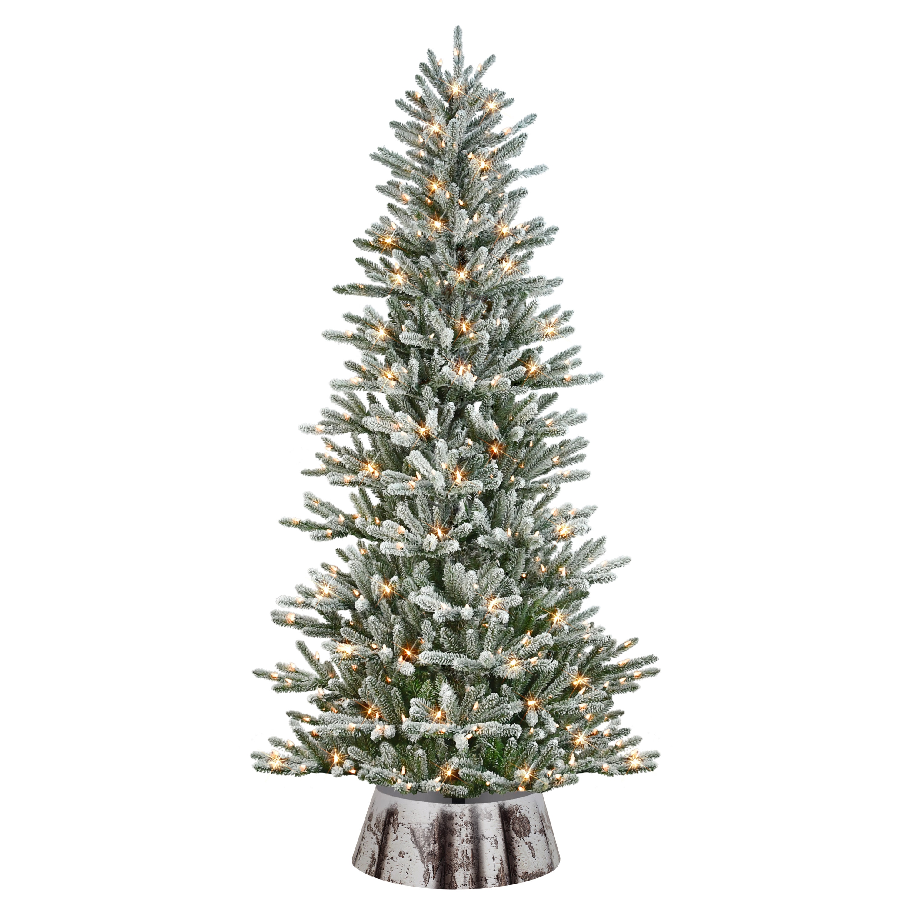 Puleo International 7.5-Feet Fir Pre-lit Flocked Artificial Christmas Tree with Clear Incandescent Lights #FRKFA-75C45S