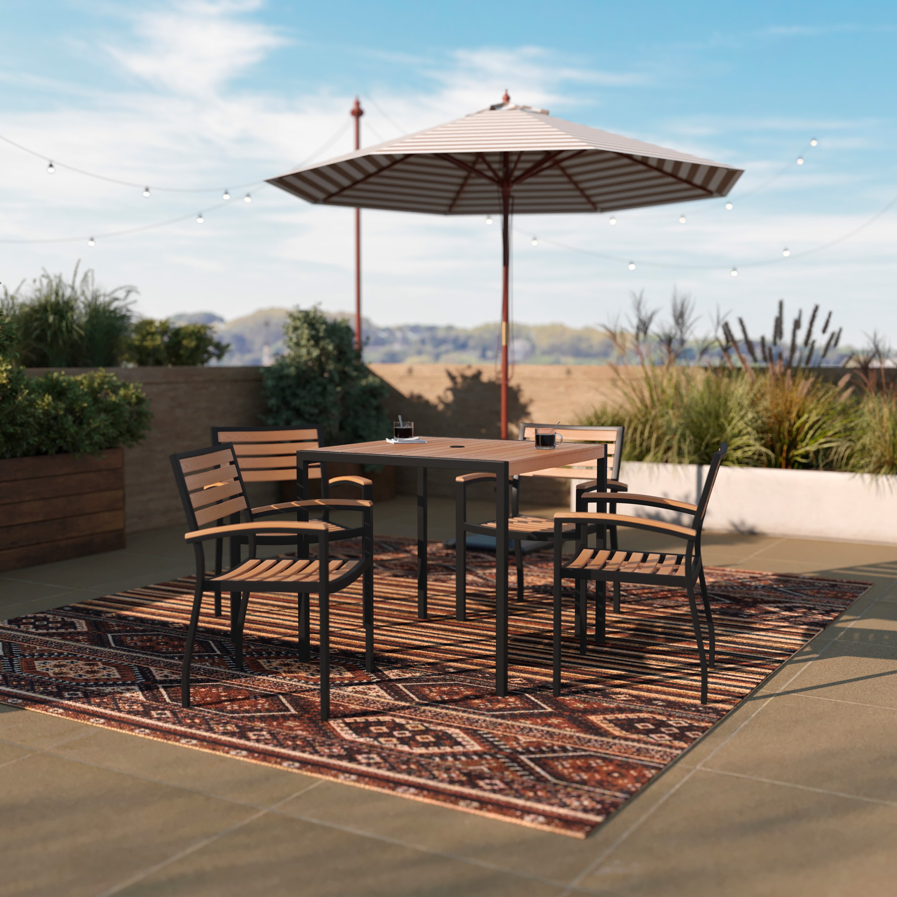 Lark 4-Person Black Aluminum and Plastic Outdoor Dining Set