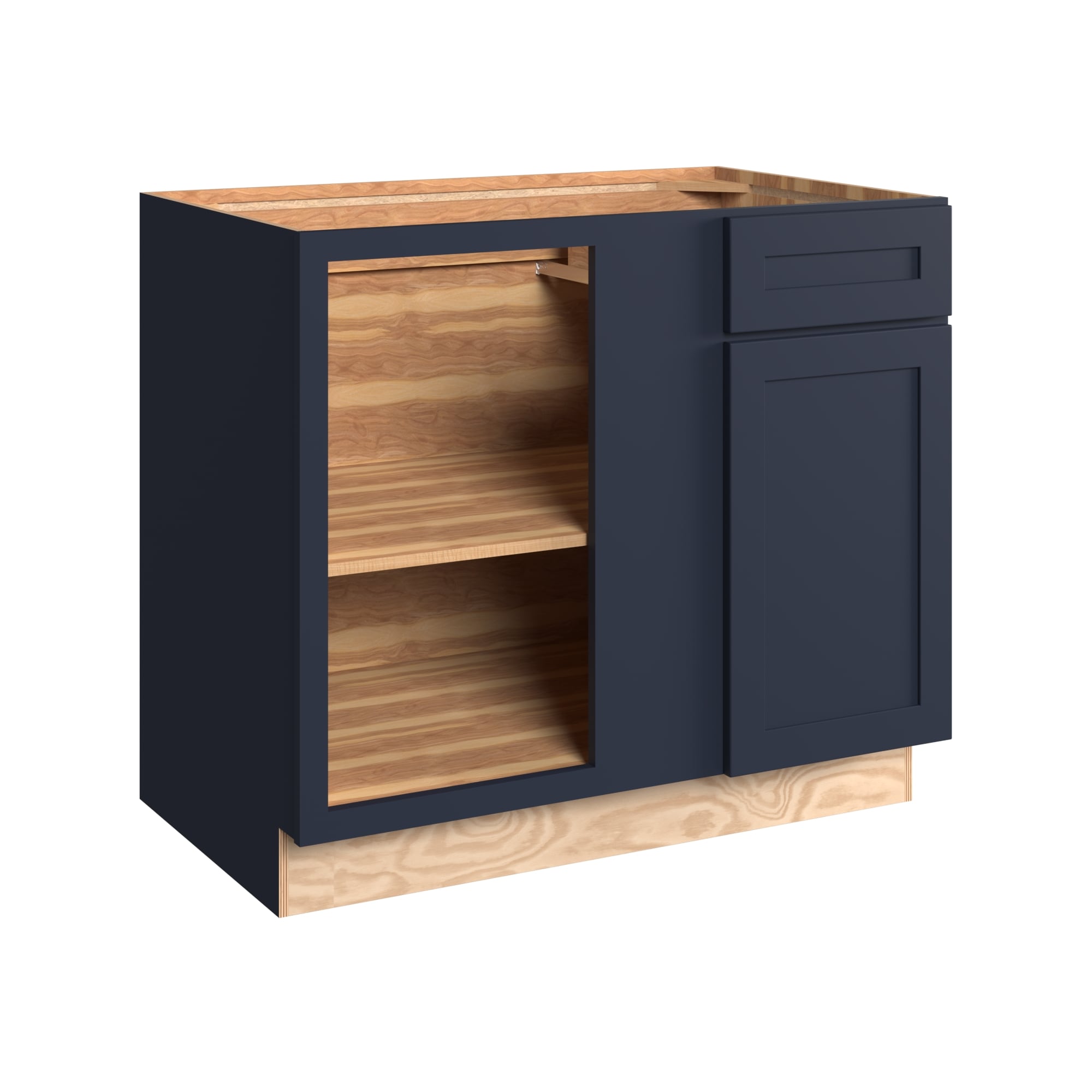 KraftMaid Momentum BBC42LG77 Deveron 42-in W x 34.5-in H x 24-in D Midnight Blind Corner base Fully assembled Plywood Cabinet (Recessed Panel Shaker)