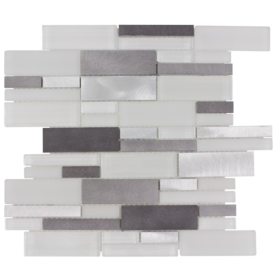 Elida Ceramica MT709WHIT1213 Avalanche White 12-in x 12-in Multi-finish Glass and Metal Linear Wall Tile