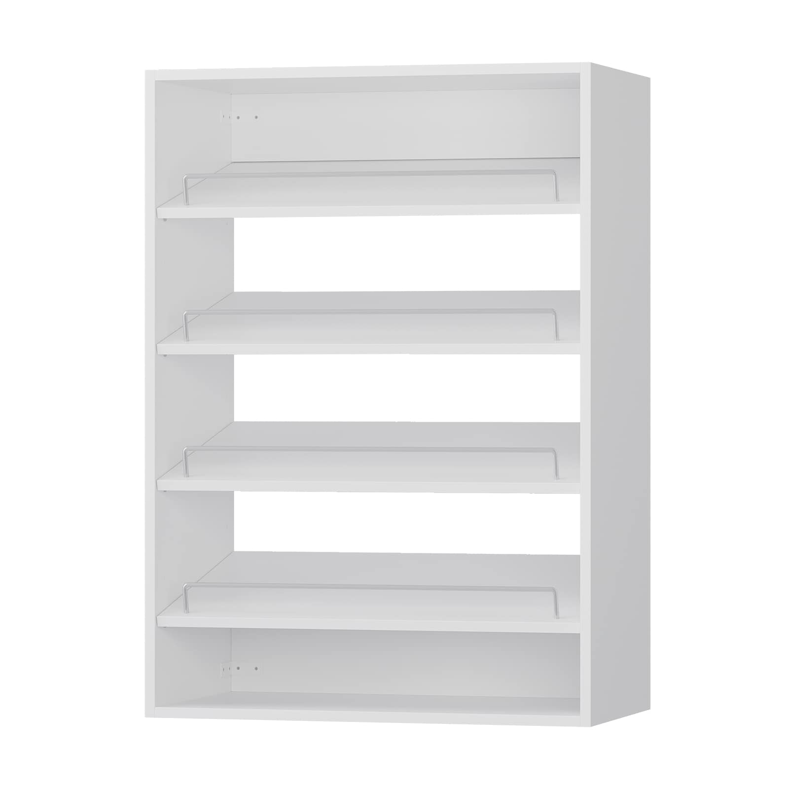 LOVMOR 25.5 in. W White Modular Adjustable Stacking Shoe Shelf Tower Unit Wood Closet System with 4 Shelves #SF-Y-YMG07-26-W