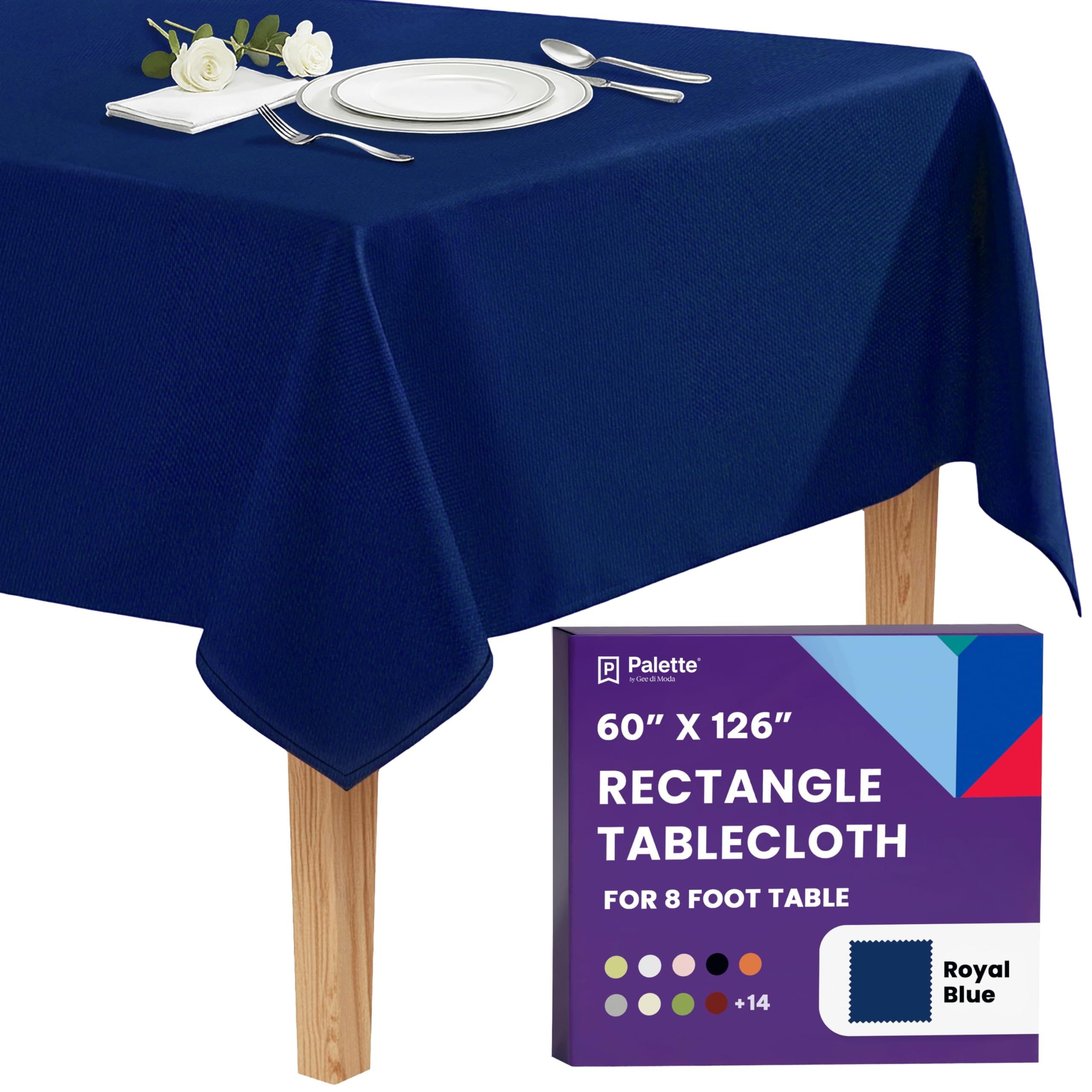 Gee Di Moda  Rectangle Tablecloth - 60 x 126 Inch Royal Blue Rectangle Table Cloth - Heavy Duty Washable Fabric - for Buffet Table Holiday Party Dinner Wedding and Baby Shower