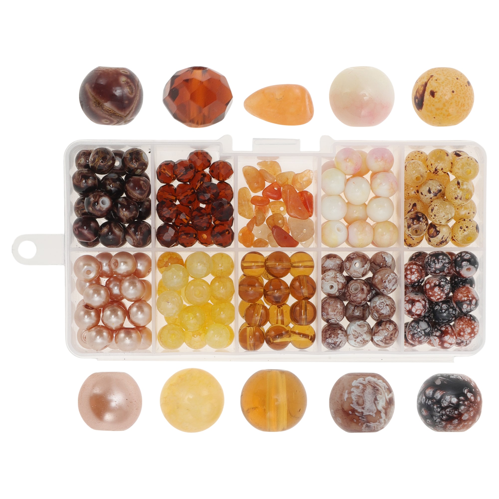 Unique Bargains 1 Set 8mm Round Glass Beads for Bracelets 200pcs Bracelet Beads Glass Beads for Jewelry Making Bracelet Making DIY Crafts Brown