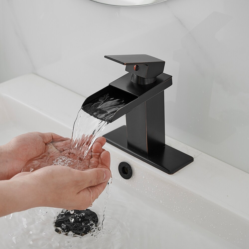 Oil-Rubbed Bronze Single-Handle Waterfall Bathroom Faucet