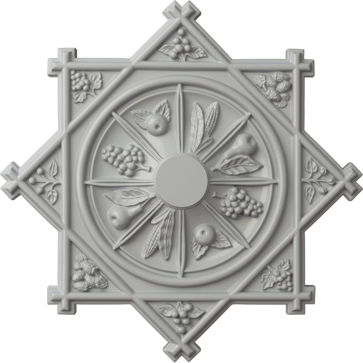 Ekena Millwork CM38ANFRF Antilles 38.25-in W x 38.25-in L Painted Frost Polyurethane Whole Ceiling Medallion