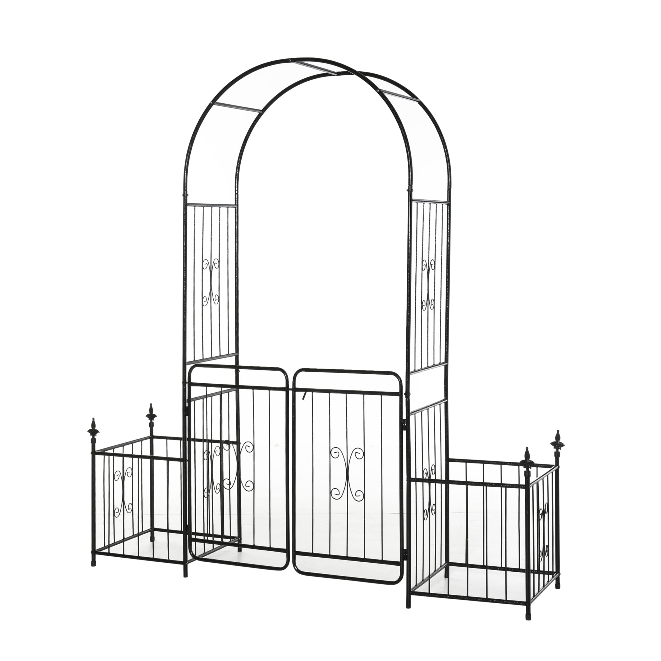 AHIOU HOME ZAAHG-P172574GA Downey 6.5-ft W x 7.2-ft H Arched Black Steel Garden Arbor