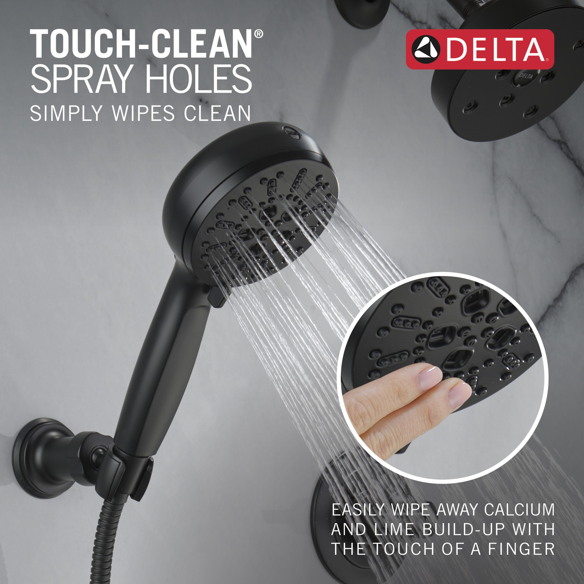 Delta ProClean Matte Black 4.5-in Round Handheld Shower Head 1.75 GPM ...