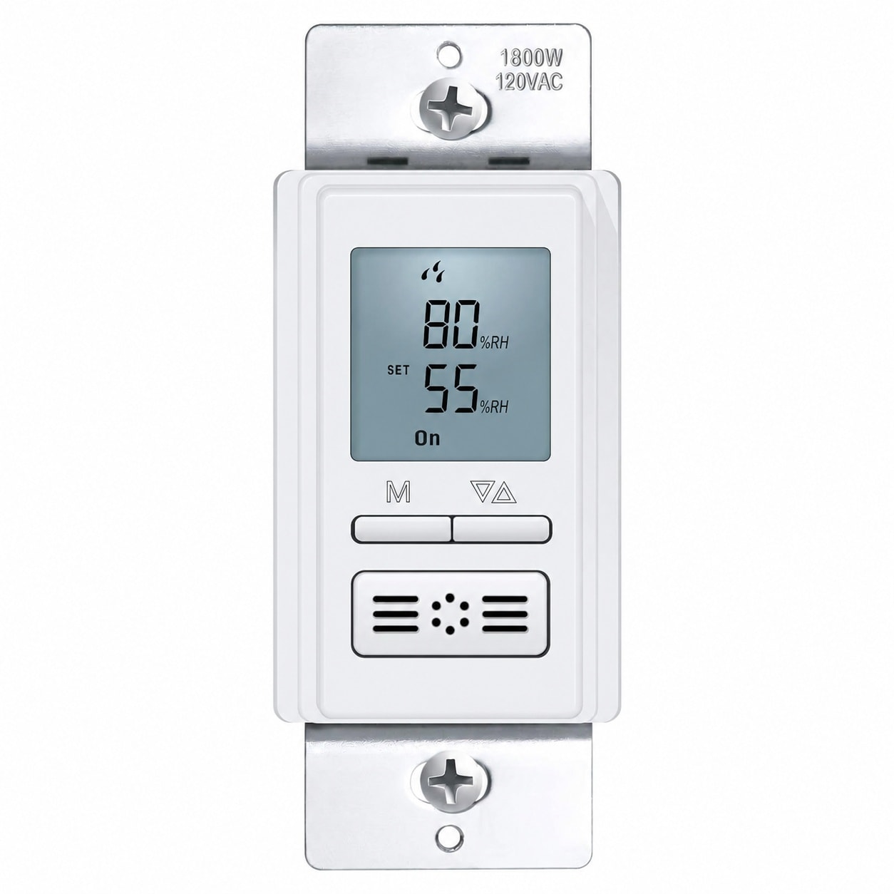 UUDULY  Humidity Sensor Switch In Wall Bathroom Fan Control with Automated Moisture Detection and LCD Display 120V 220V White