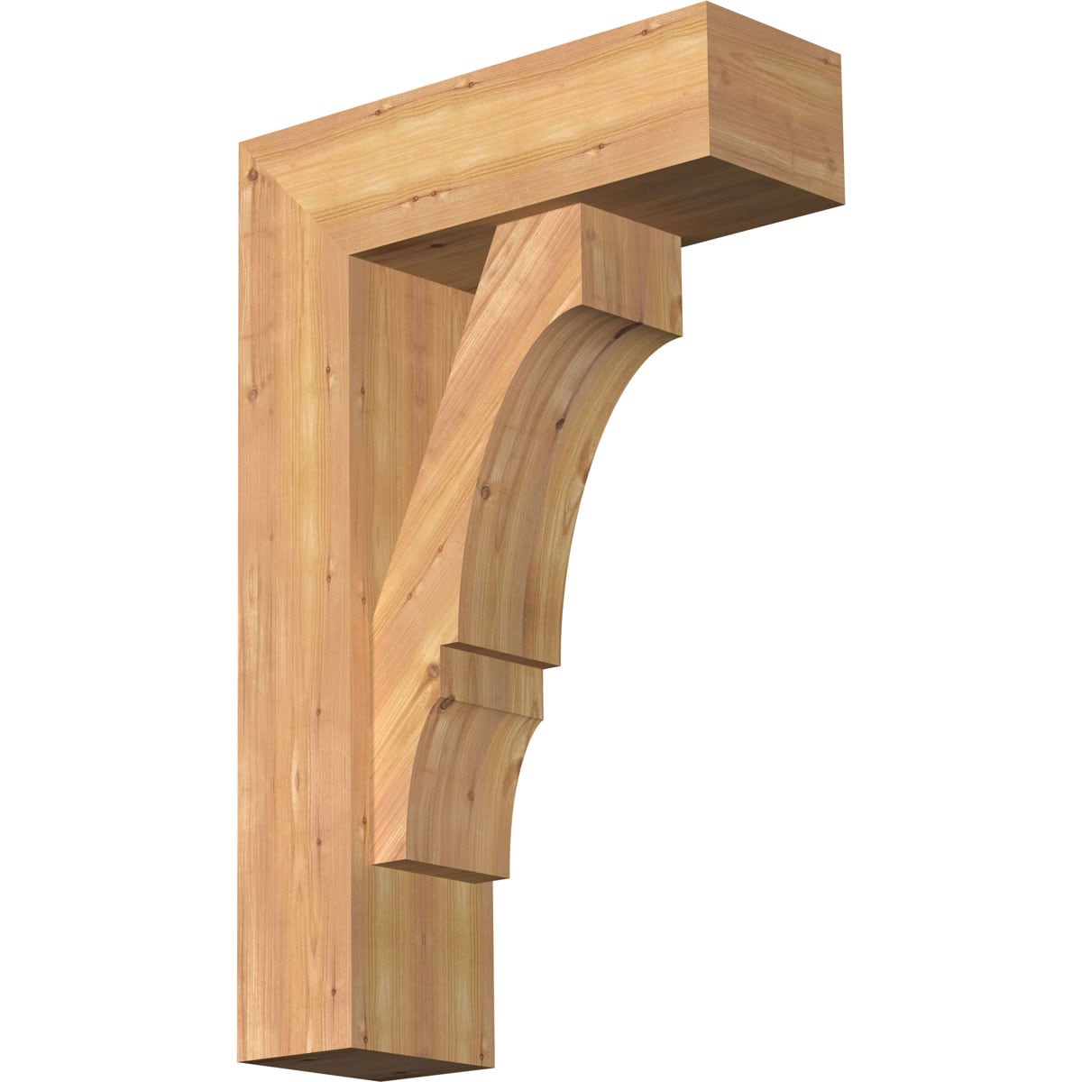 Ekena Millwork 1461973 Balboa Block Smooth Bracket with Offset Brace Western Red Cedar Wood Standard Bracket