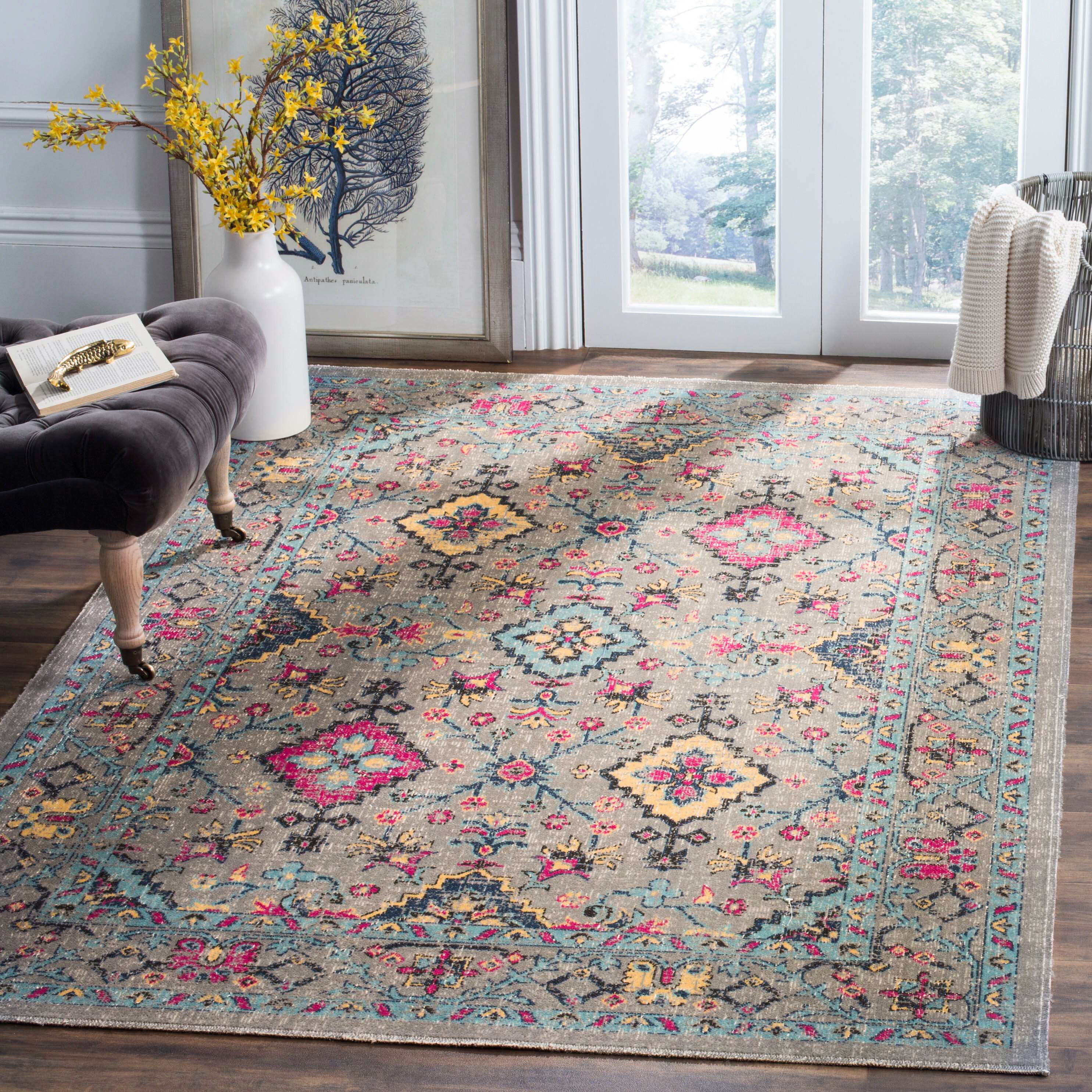 Safavieh ATN513G-9 Artisan Varzi 9 x 12 (ft) Loomed Synthetic Light Gray/Light Blue Rectangular Indoor Distressed/Overdyed Vintage Area rug