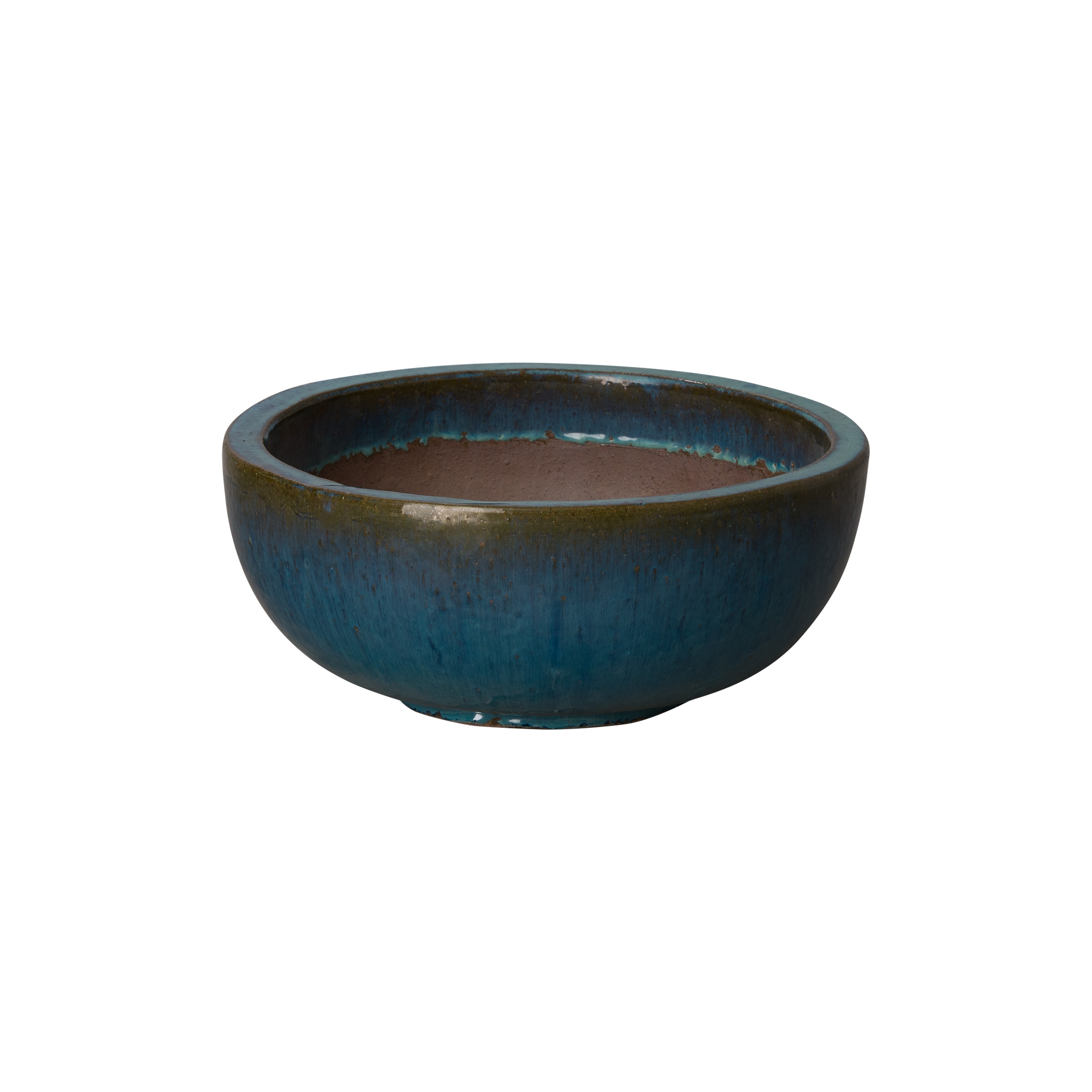 Emissary 12052GT-1 Round 18.0-Inches W Large Blue Ceramic Indoor/Outdoor Planter with Drainage Holes with Self Watering