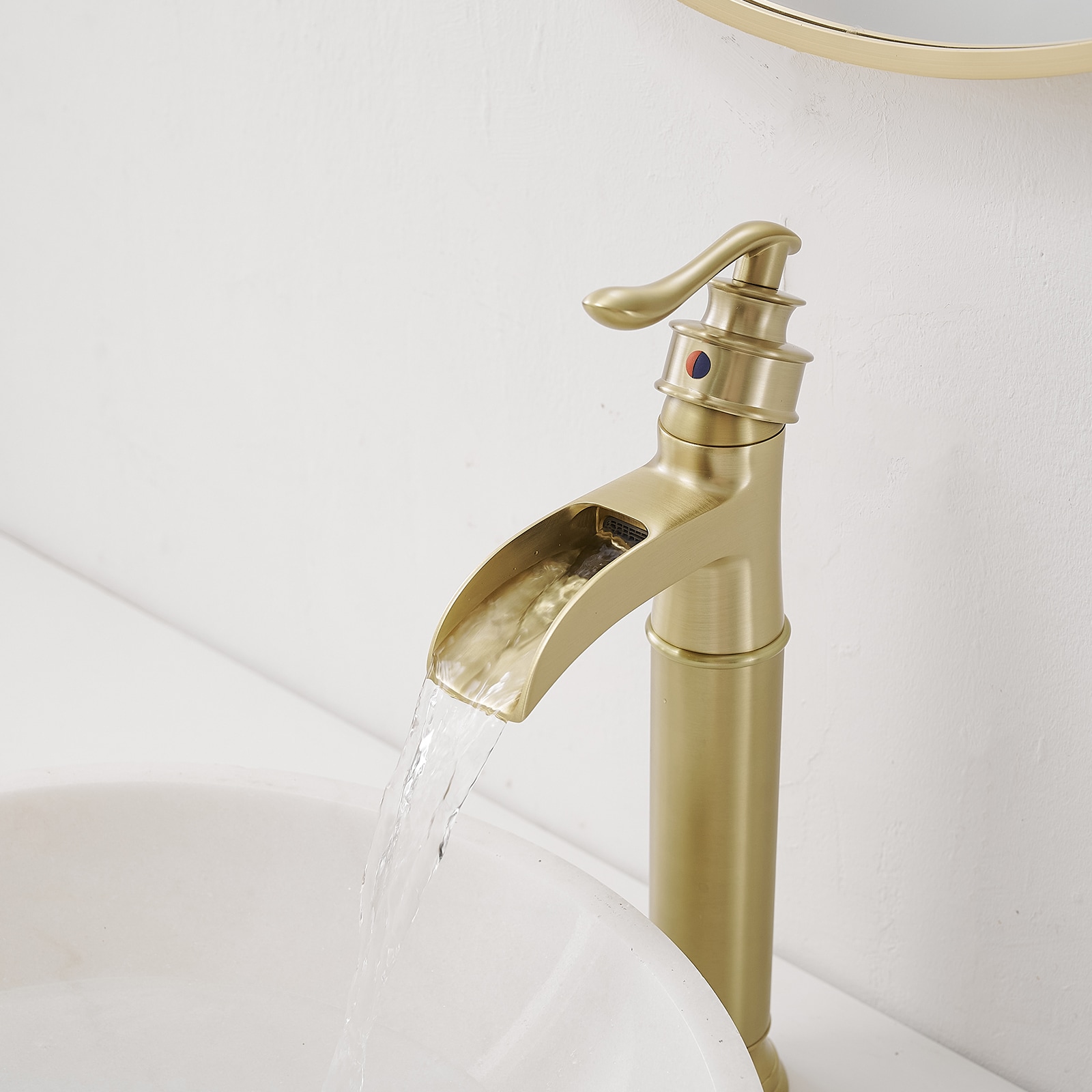 Brushed Gold Single Handle High-Arc Bathroom Faucet