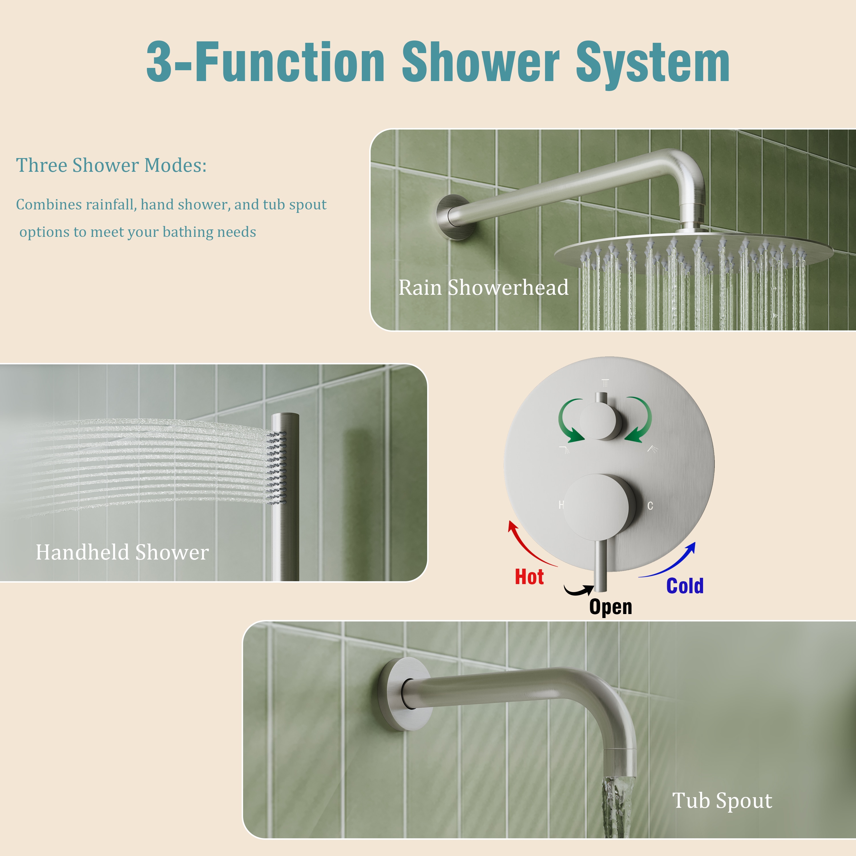 WELLFOR QJ-C-117933B Showerhead-Bar-Panels - View #7