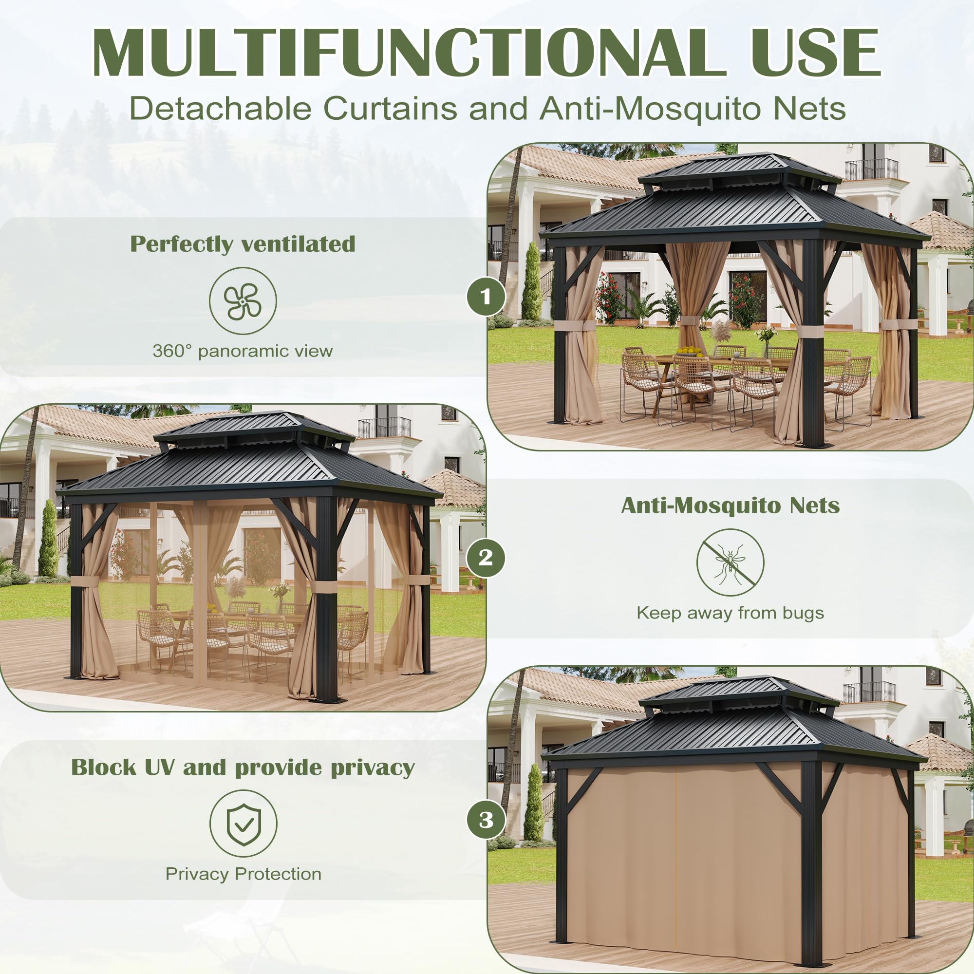 AURA OUTDOOR OAGB-1012 Wood-Resin-Gazebos - View #3