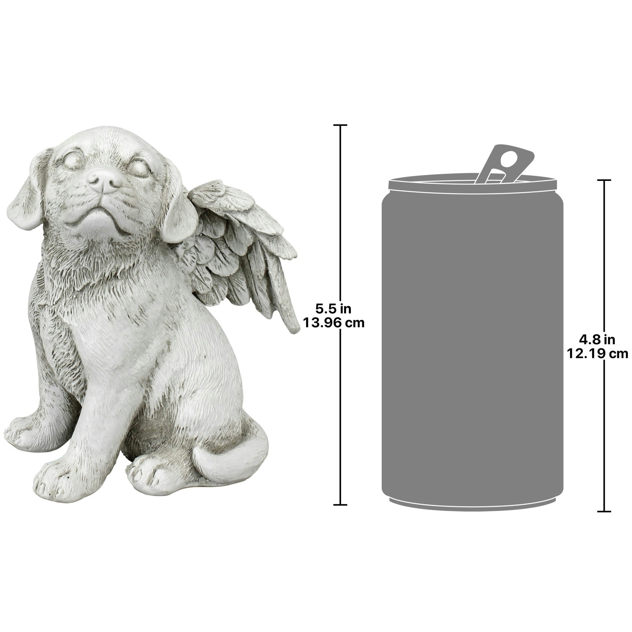 Medium Gray Resin Memorial Dog Statue with Angel Wings