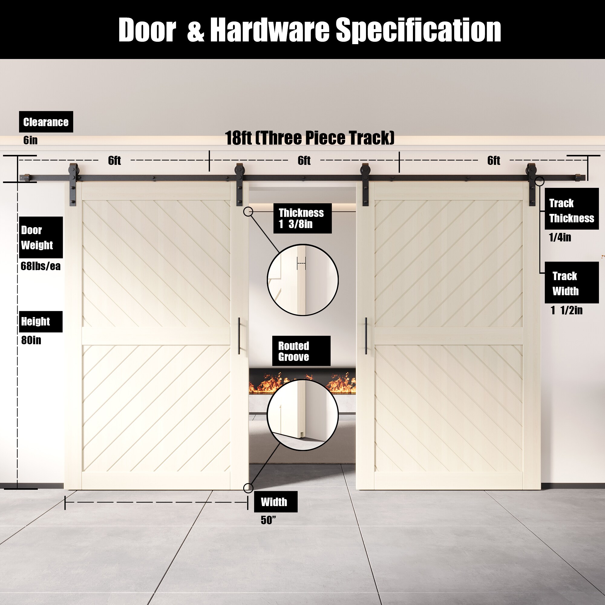 HOMACER YT2H216C-XT4-5080-TG Barn-Doors - View #2
