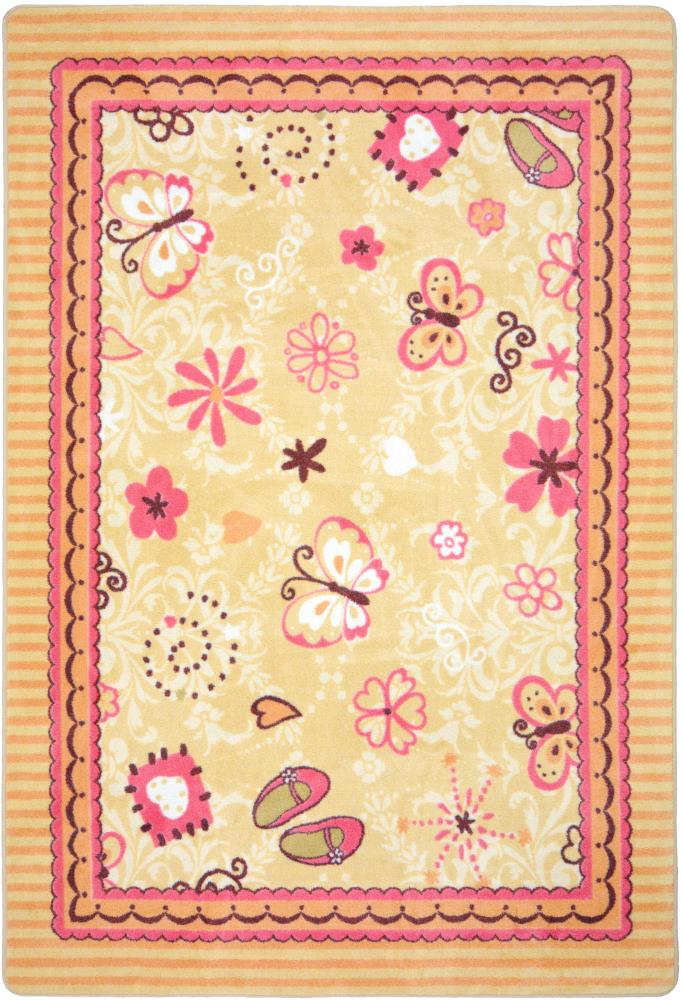 Hearts and Flowers 5 x 8 Orange Indoor Floral/Botanical Area Rug | - Joy Carpets 1653C