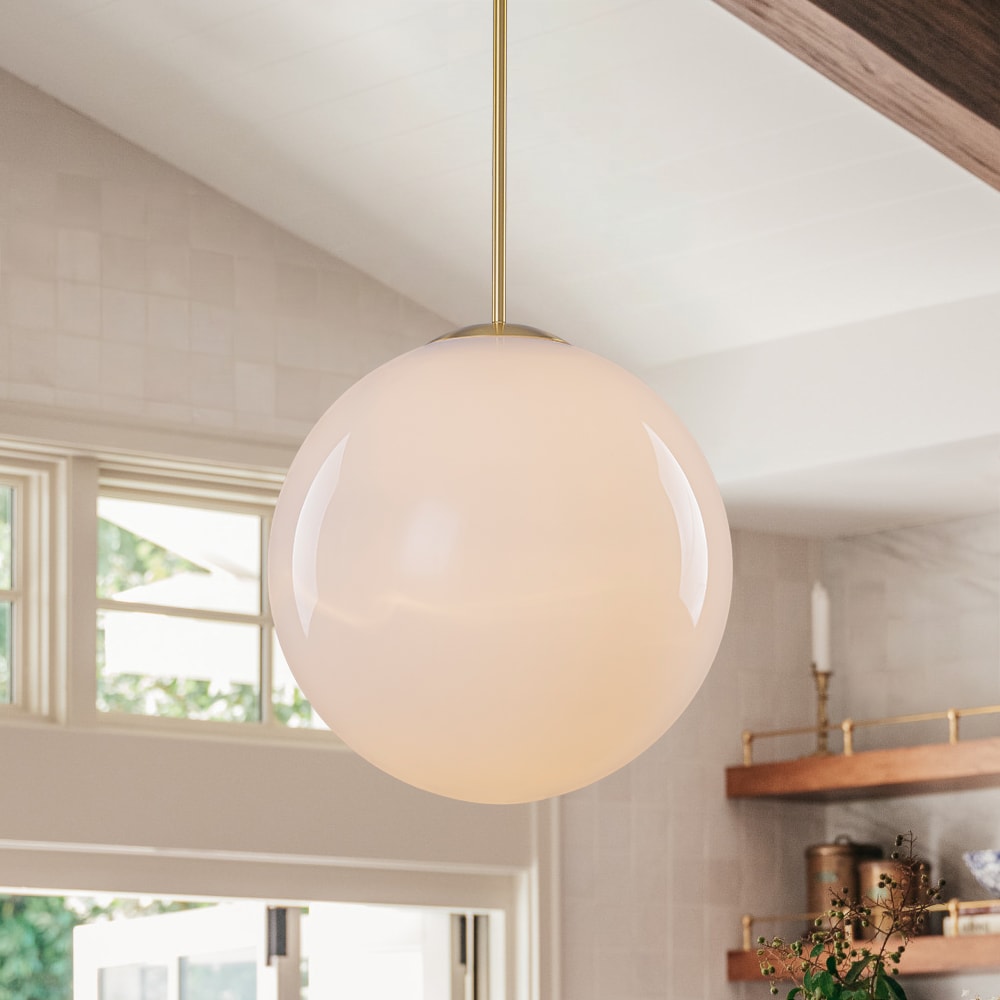 Wonderindoor 1 -Light Brass Modern/contemporary Opal glass Globe Small Hanging Pendant Light