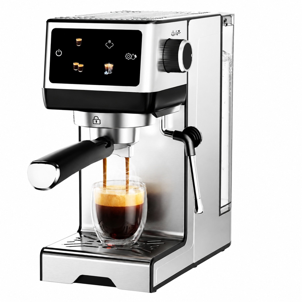 Aoibox LAB2VBMA  20 Bar Pressure Semi Automatic Espresso Machine with Hot Rapid Cold Brew and Milk Frother 45oz Removable Water