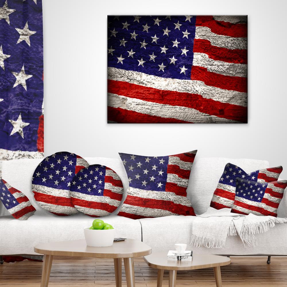 Designart Large American Flag Watercolor- Abstract Canvas Artwork in ...