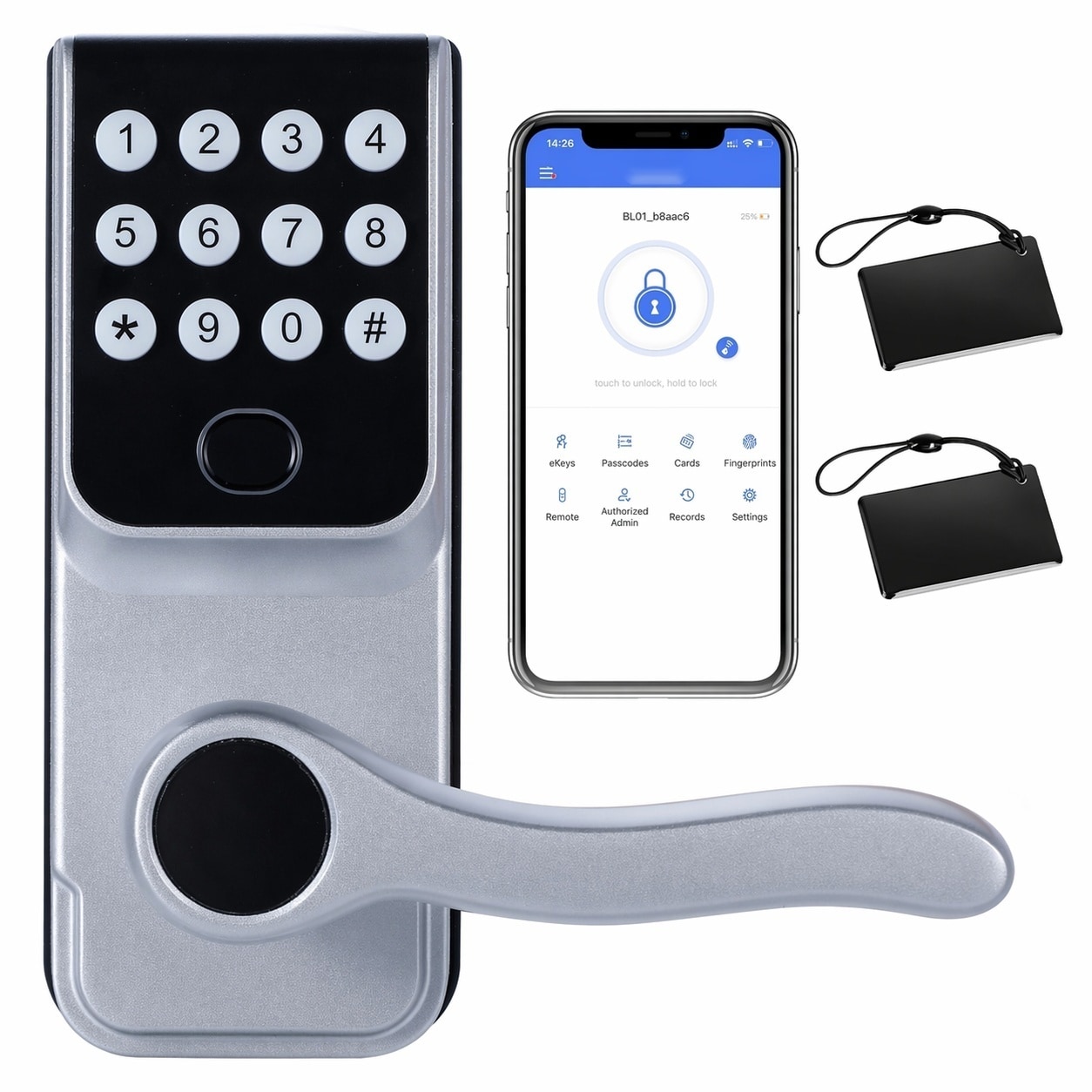 Oyezvary  Keyless Entry Smart Door Lock Fingerprint and Code Digital Electronic Door Knob with App Control Biometric Handle for Home Apartment