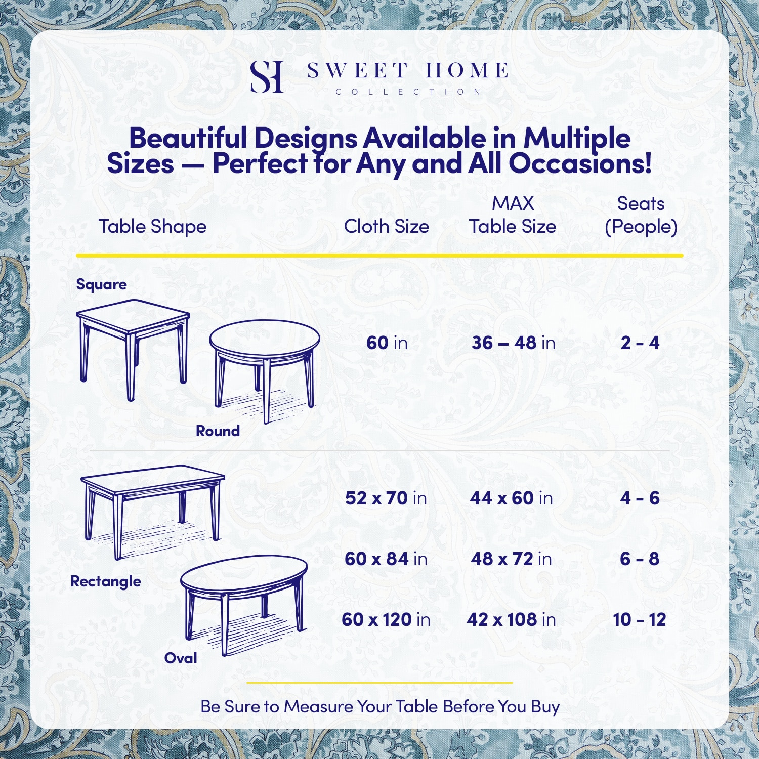 Sweet Home Collection LOW-TC-PAIS-5270 Table-Covers - View #2