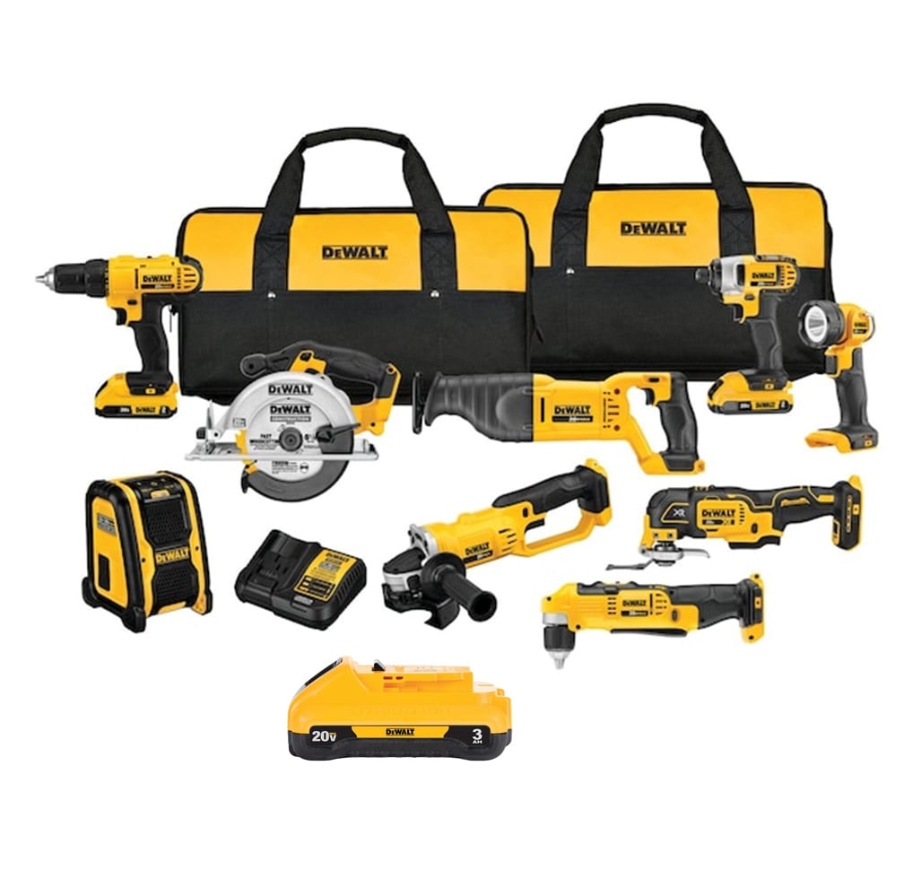 DEWALT 9-Tool 20-Volt Max Power Tool Combo Kit with Soft Case (2-Batteries and charger Included) and DEWALT 20-V Lithium-ion Battery (3 Ah)