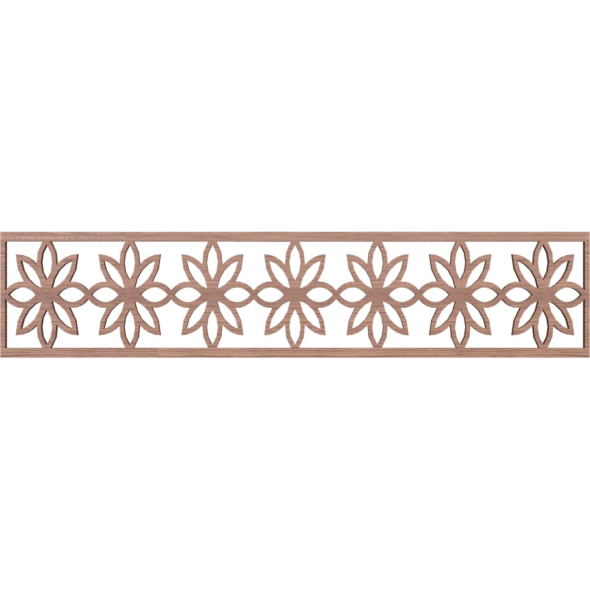 Ekena Millwork MLDB10X46DASWA Daisy Fretwork Flat Trim 10-in x 3.9-ft Walnut Brown Unfinished 2157551 Pierced Wall Panel Moulding