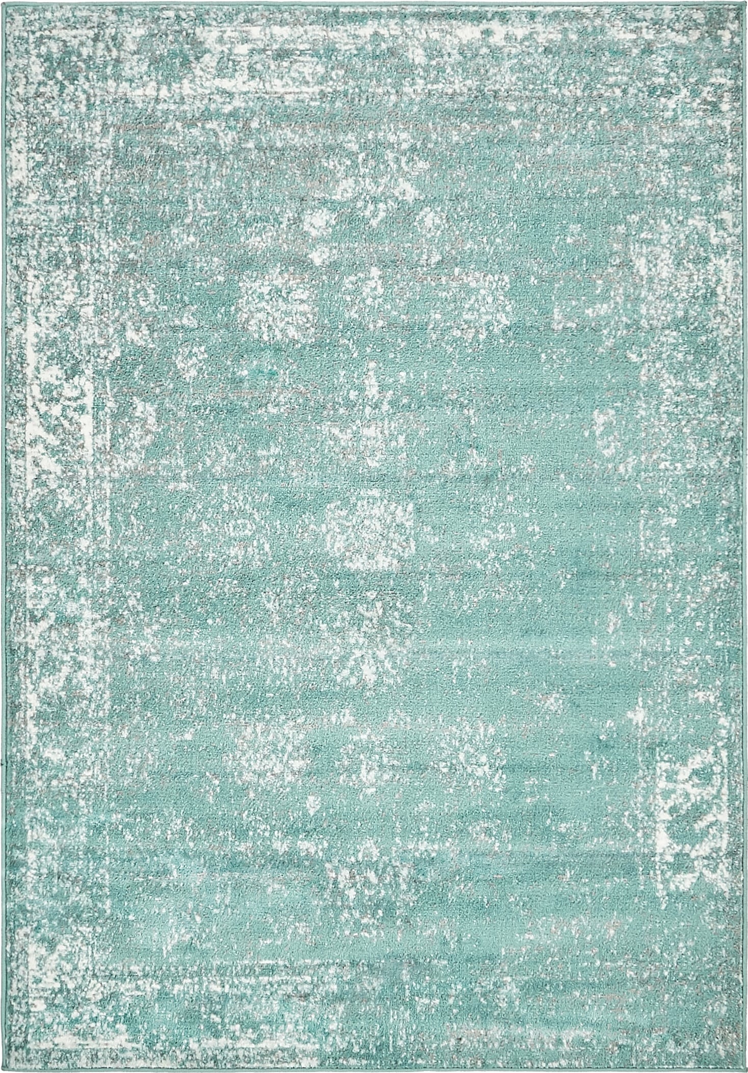 Turquoise Rectangular Synthetic Stain-Resistant Area Rug