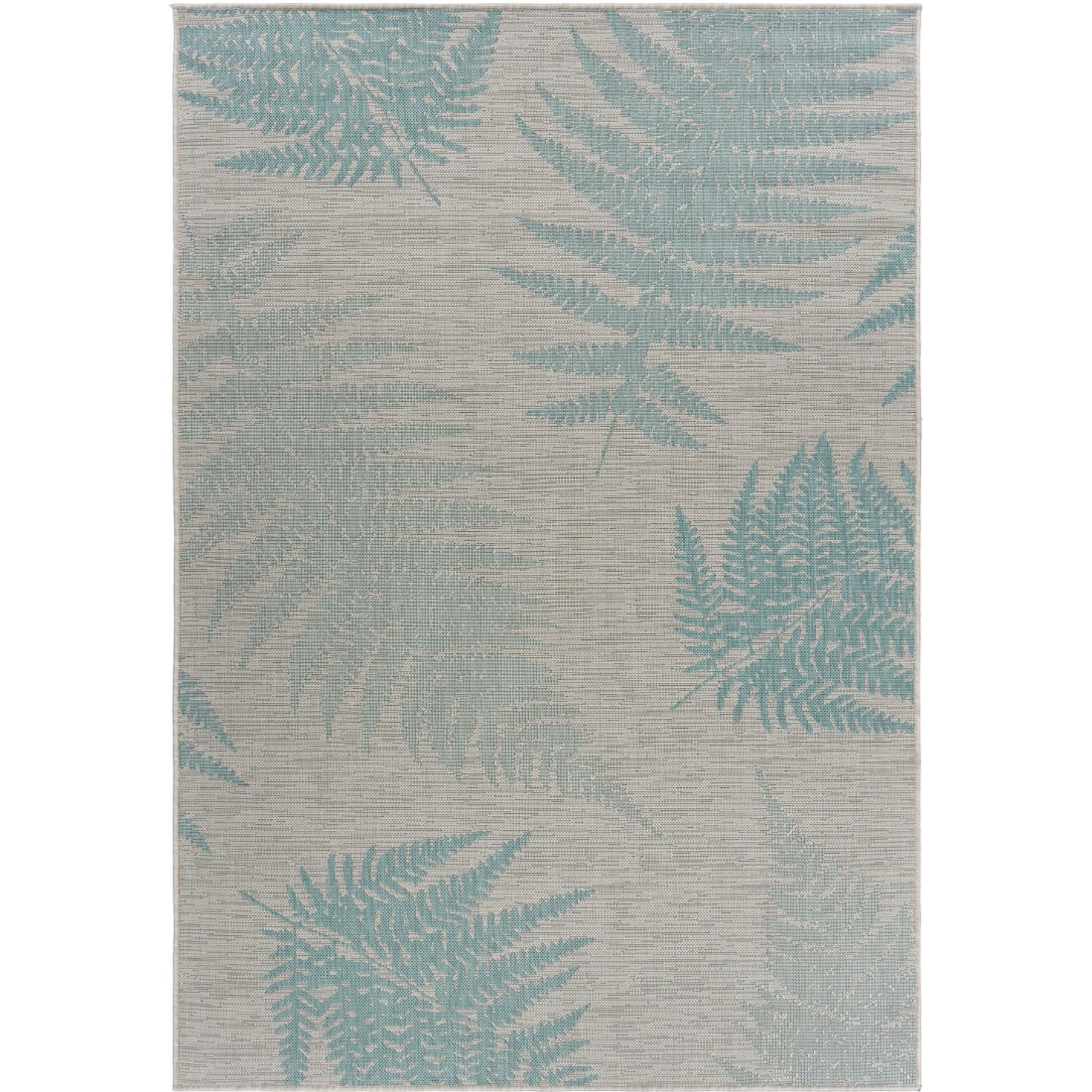 HomeRoots 4000396108 8 x 10 (ft) Polypropylene Teal Cream Rectangular Indoor/Outdoor Floral/Botanical Area rug