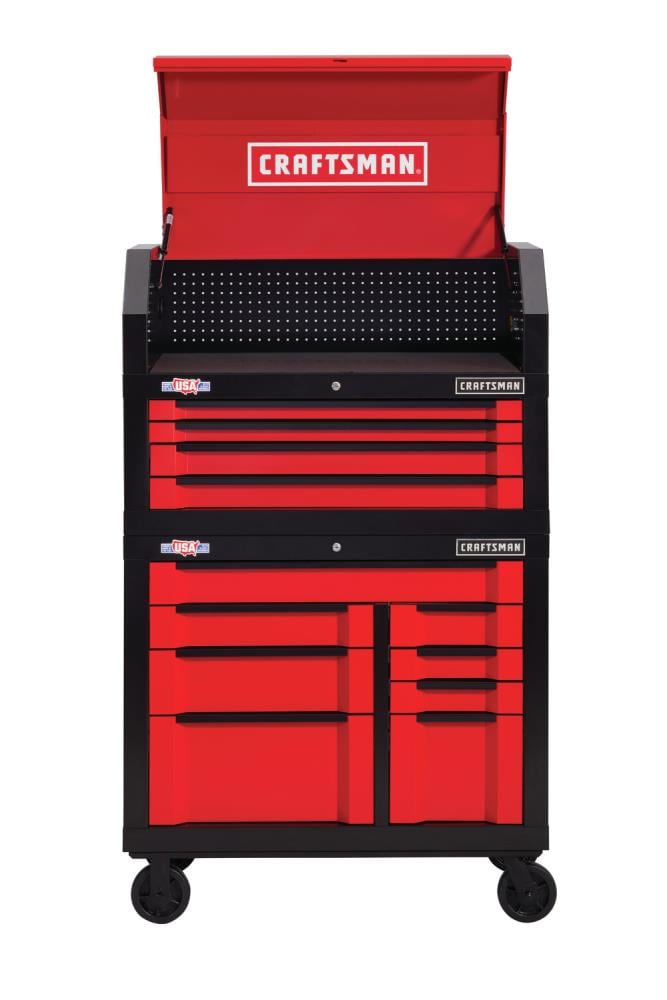 CRAFTSMAN 3000 Series 41 in W x 37 in H 8 Drawer Steel Rolling Tool Cabinet Red in the Bottom Tool Cabinets department at Lowes