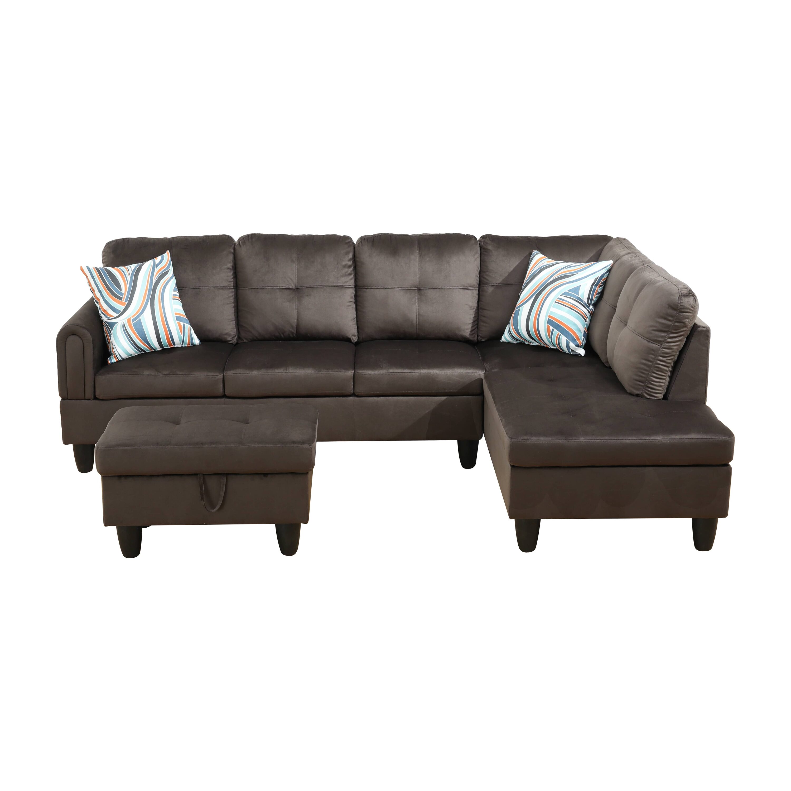 Siavonce XH9715B 66.5-in Modern Dark Brown Faux leather Sofa