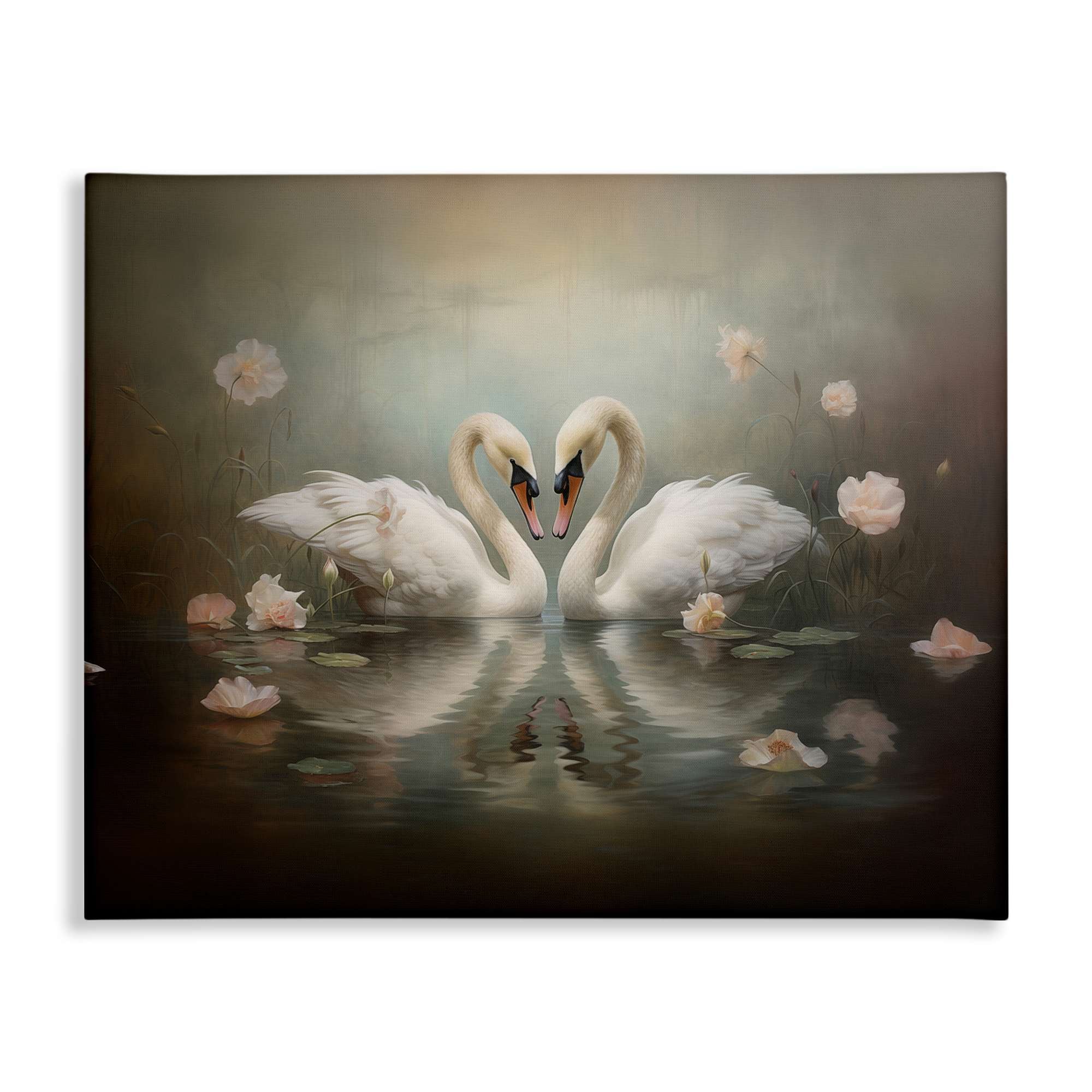 Stupell Industries BT-913-CN-16X20 Romantic Swans Reflection Canvas design by Arlington Prints