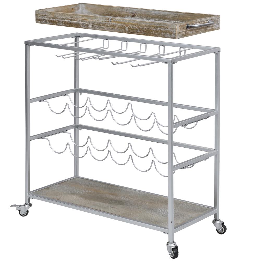 FirsTime 70260 Stainless Steel Metal Base with Wood Top Rolling Kitchen Cart (13-in x 32.5-in x 30-in)