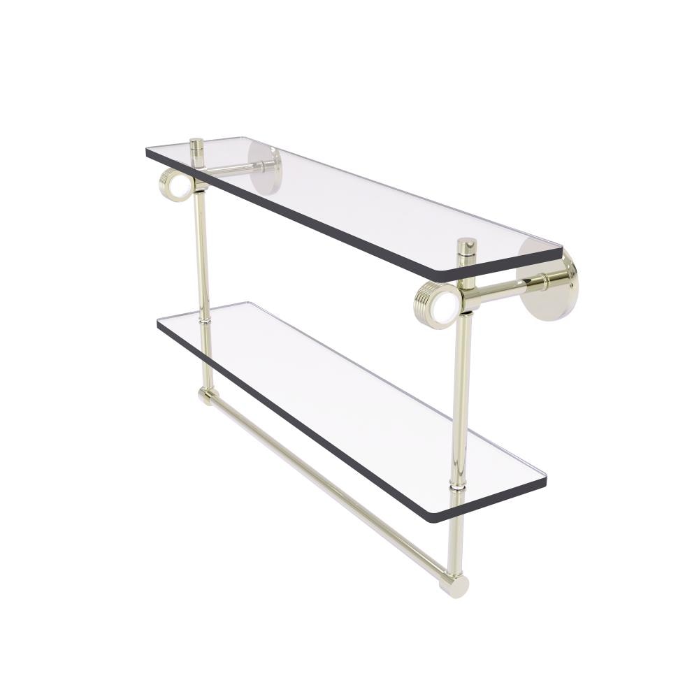 Allied Brass CV-2TBG-22-PNI Clearview Polished Nickel 2 -Tier Wall mount Bathroom Shelf ( 22-in x 12.8-in x 5-in )
