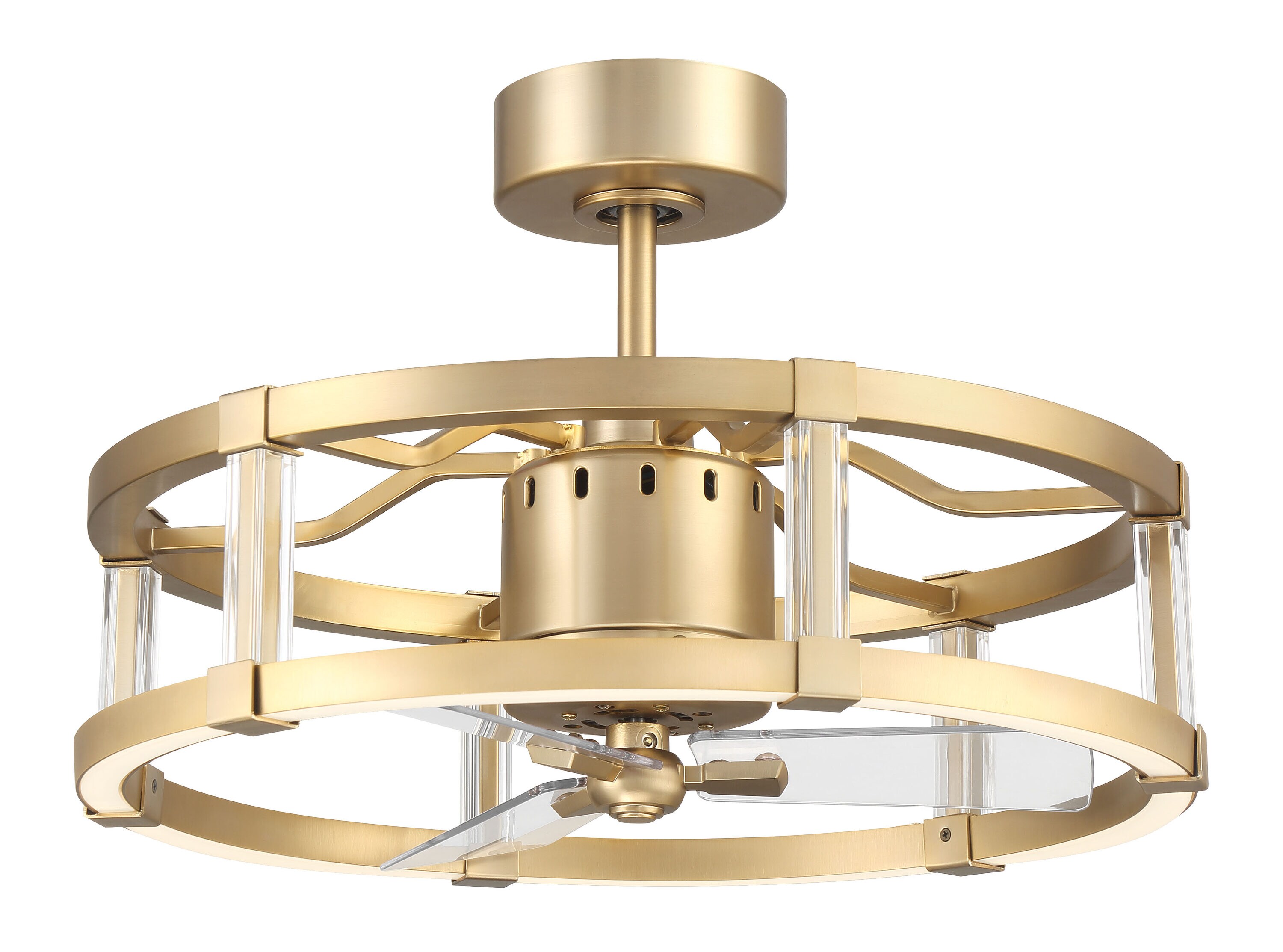 Alexis 18" Satin Brass Ceiling Fan with Clear Acrylic Blades and LED Light